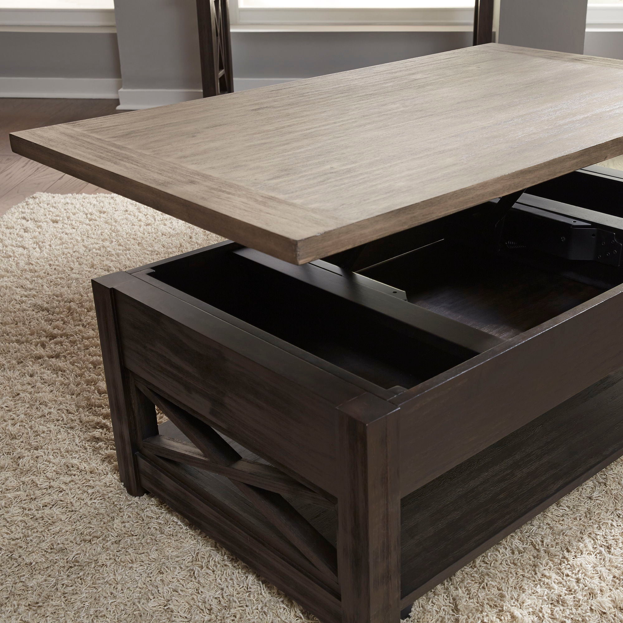 Heatherbrook - Lift Top Cocktail Table - Charcoal & Ash
