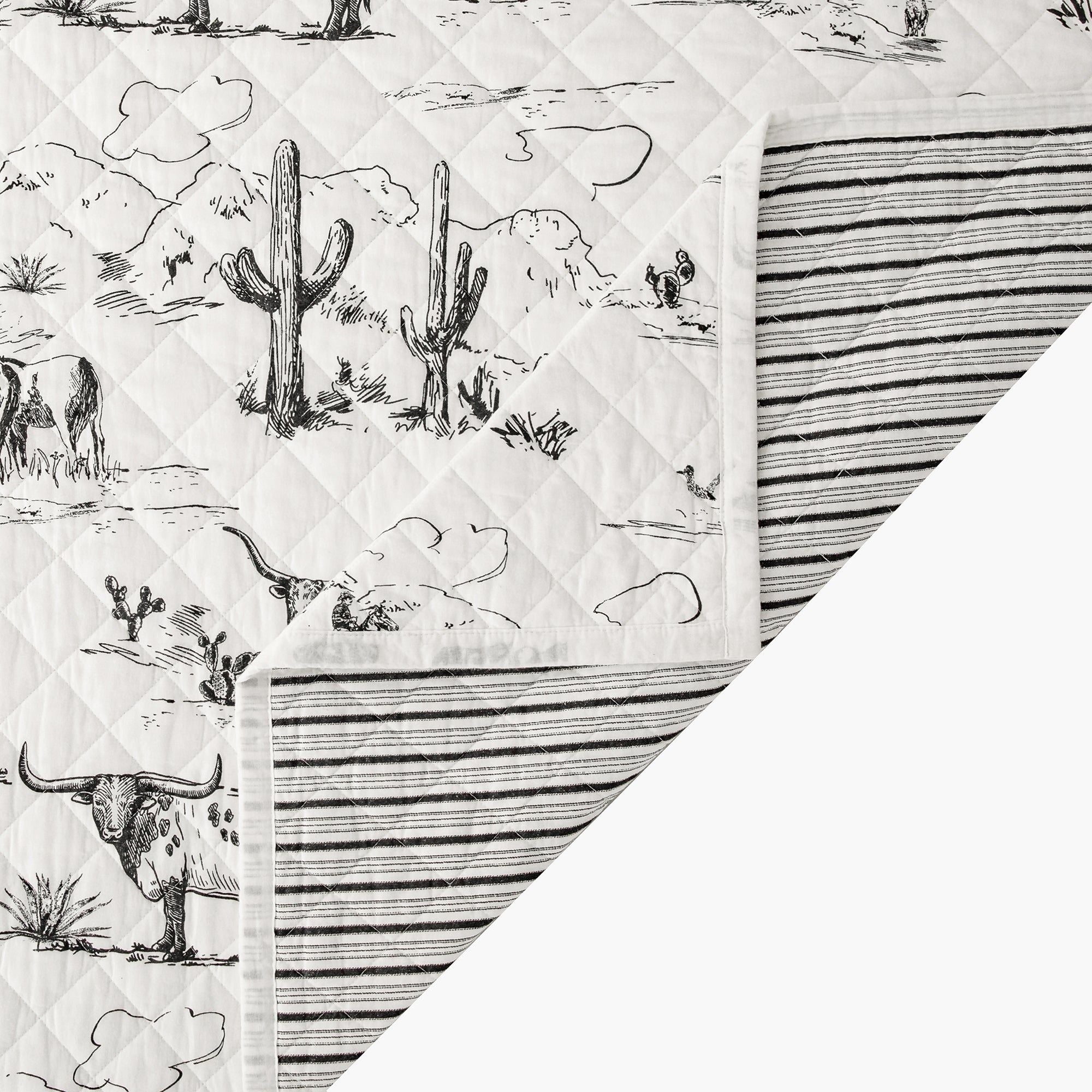 Ranch Life - Twin Western Toile Reversible Quilt Set (Set of 2) - Black