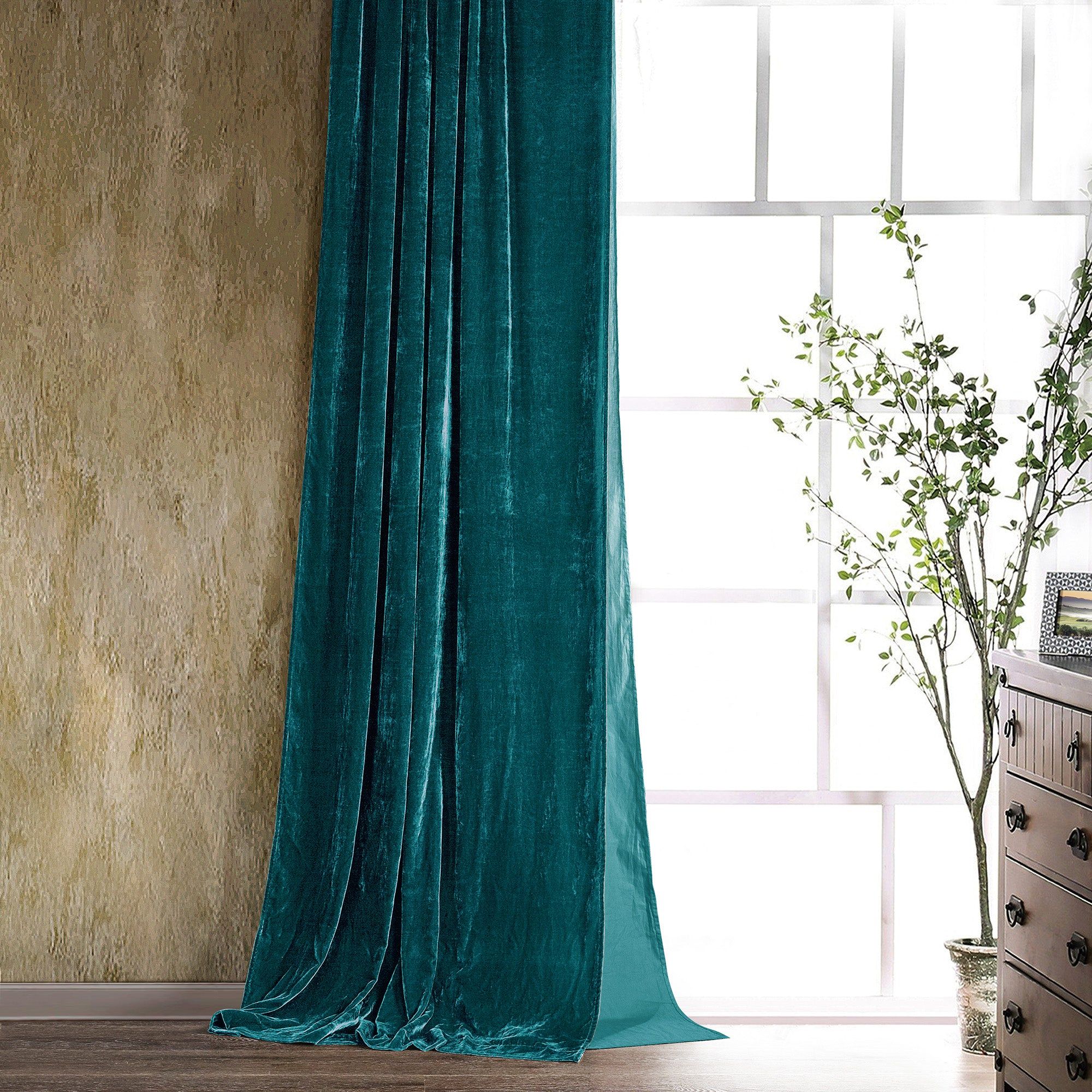 Stella - Faux Silk Velvet Curtain - Teal