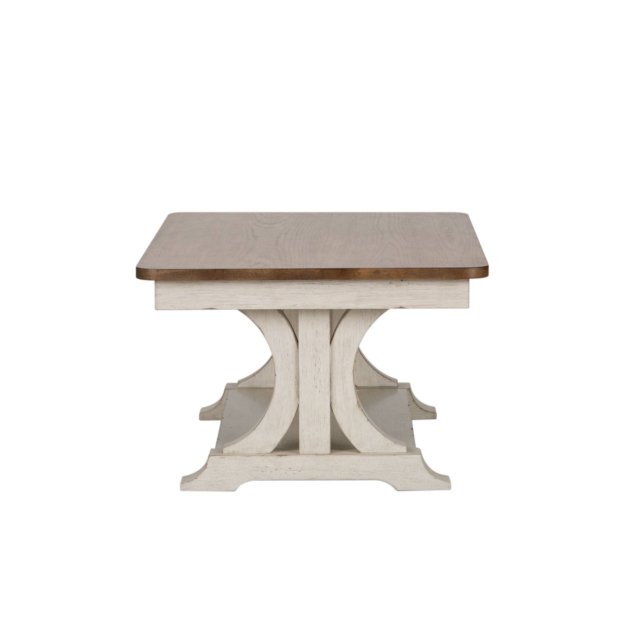Farmhouse Reimagined - Rectangular Cocktail Table - Antique White / Chestnut Tops