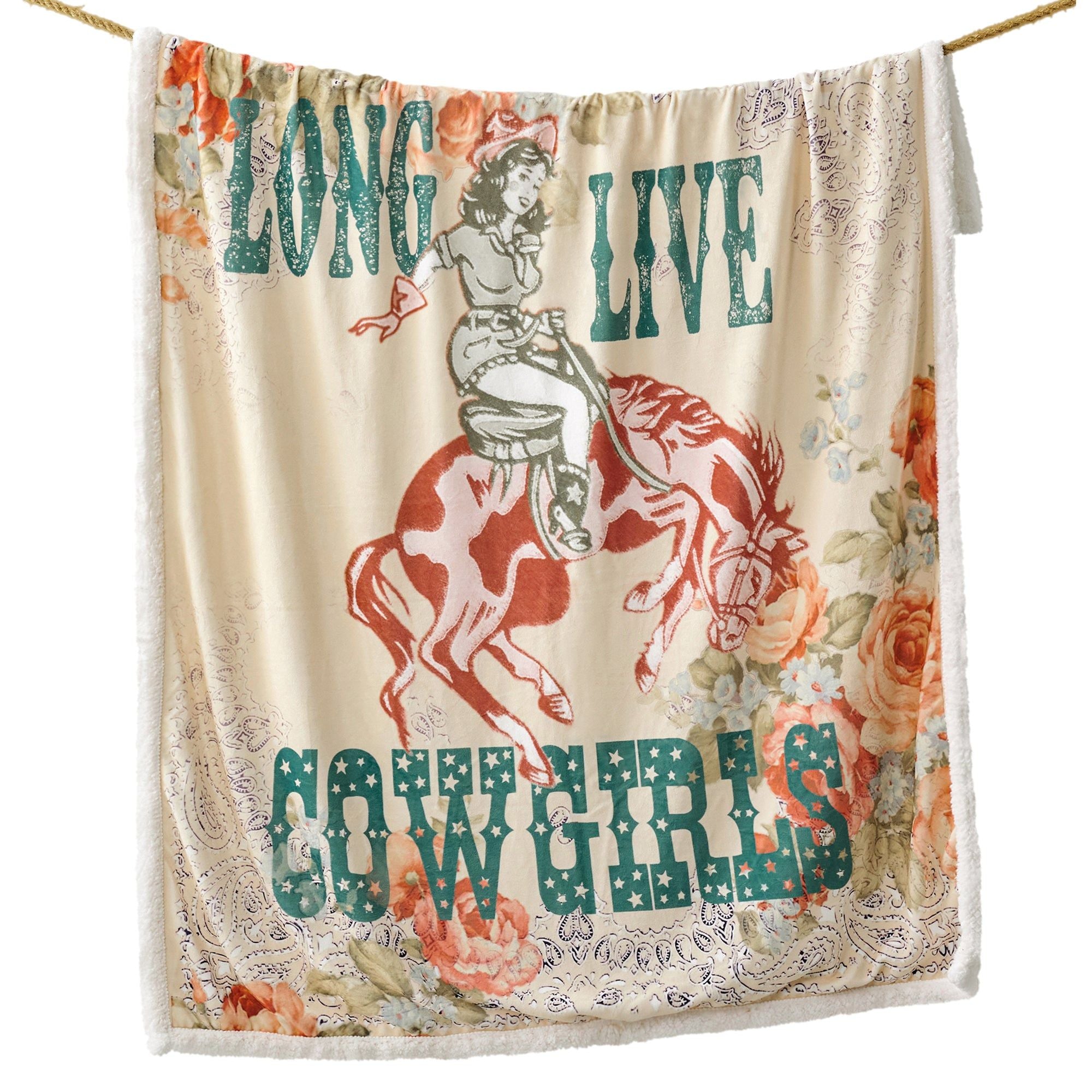 Campfire - Long Live Cowgirls Campfire Sherpa Throw - Multi Color