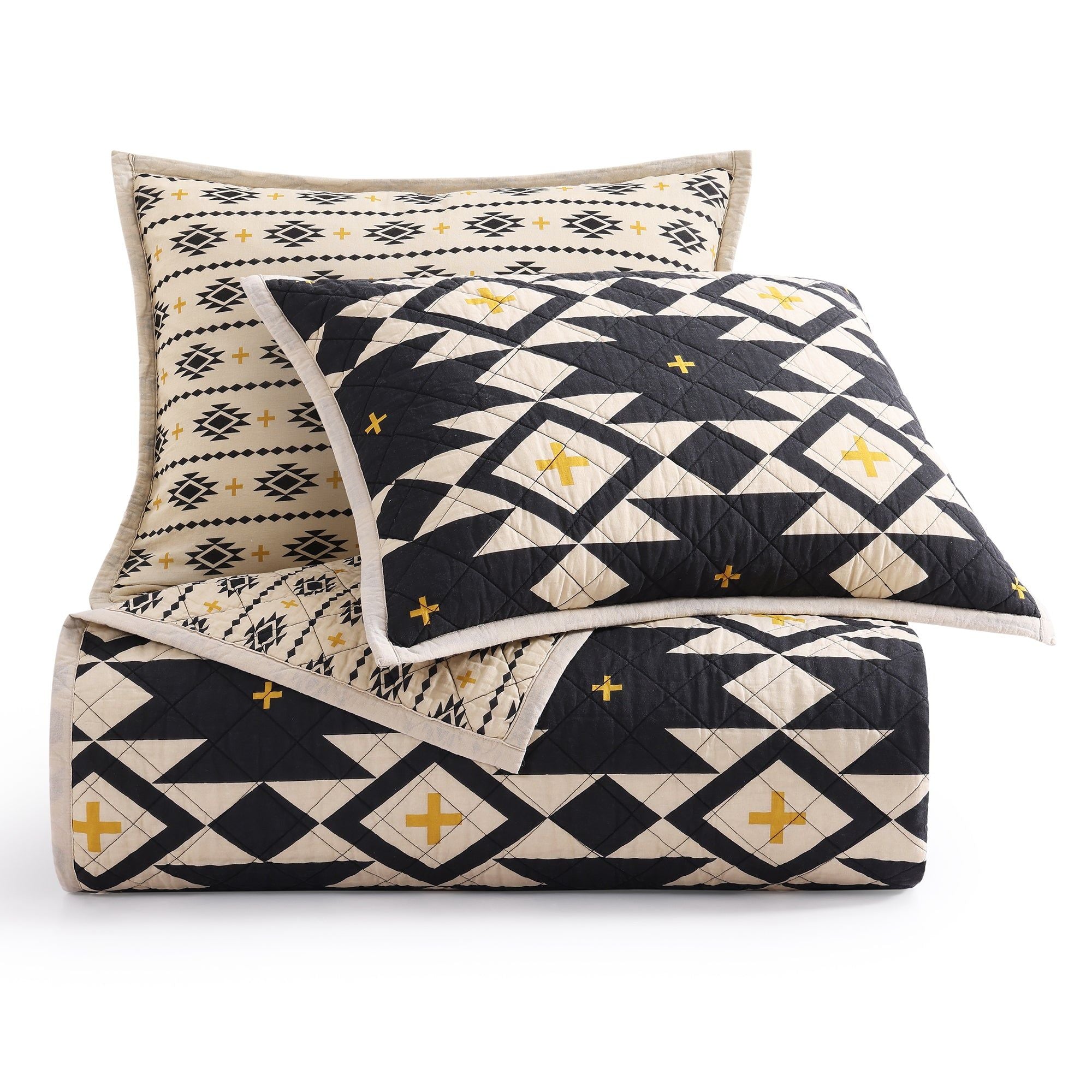 High Desert - King Reversible Quilt Set (Set of 3) - Black