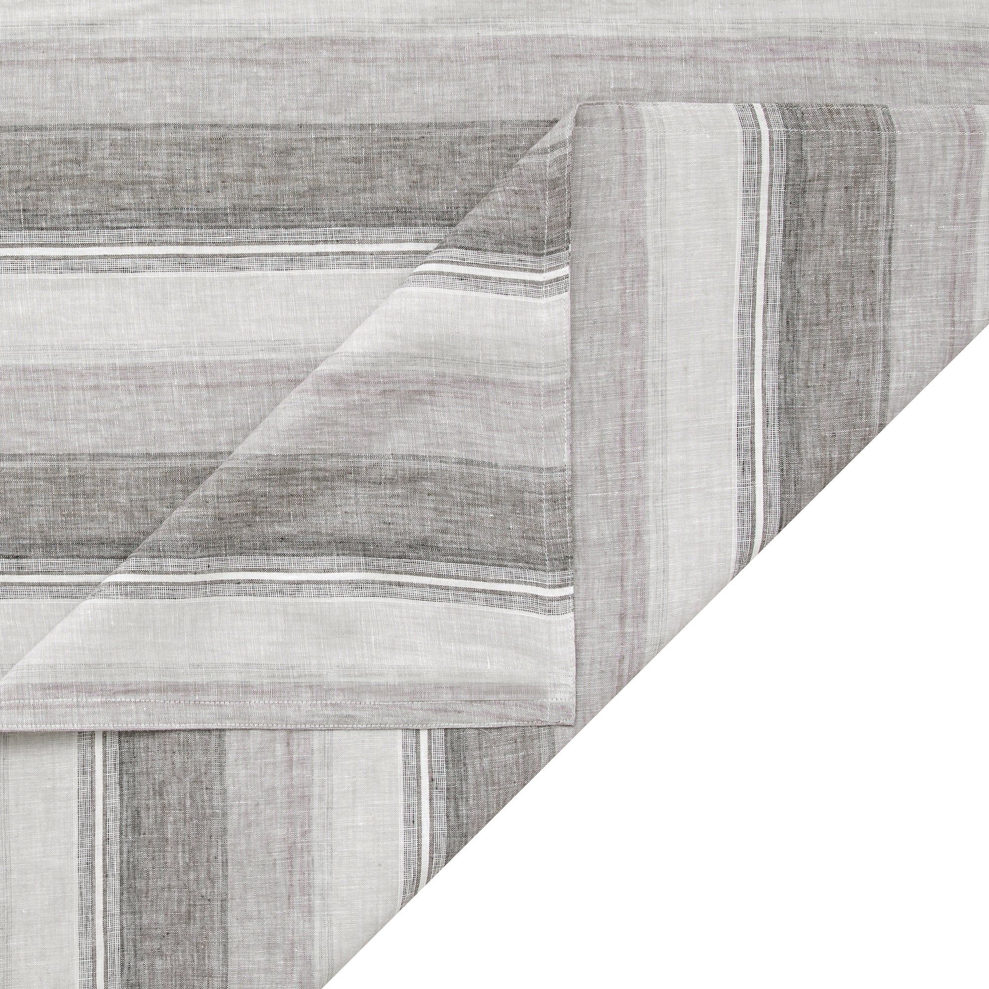 100% French Flax Linen - King Variegated Stripe Duvet Cover Set (Set of 3) - Charcoal
