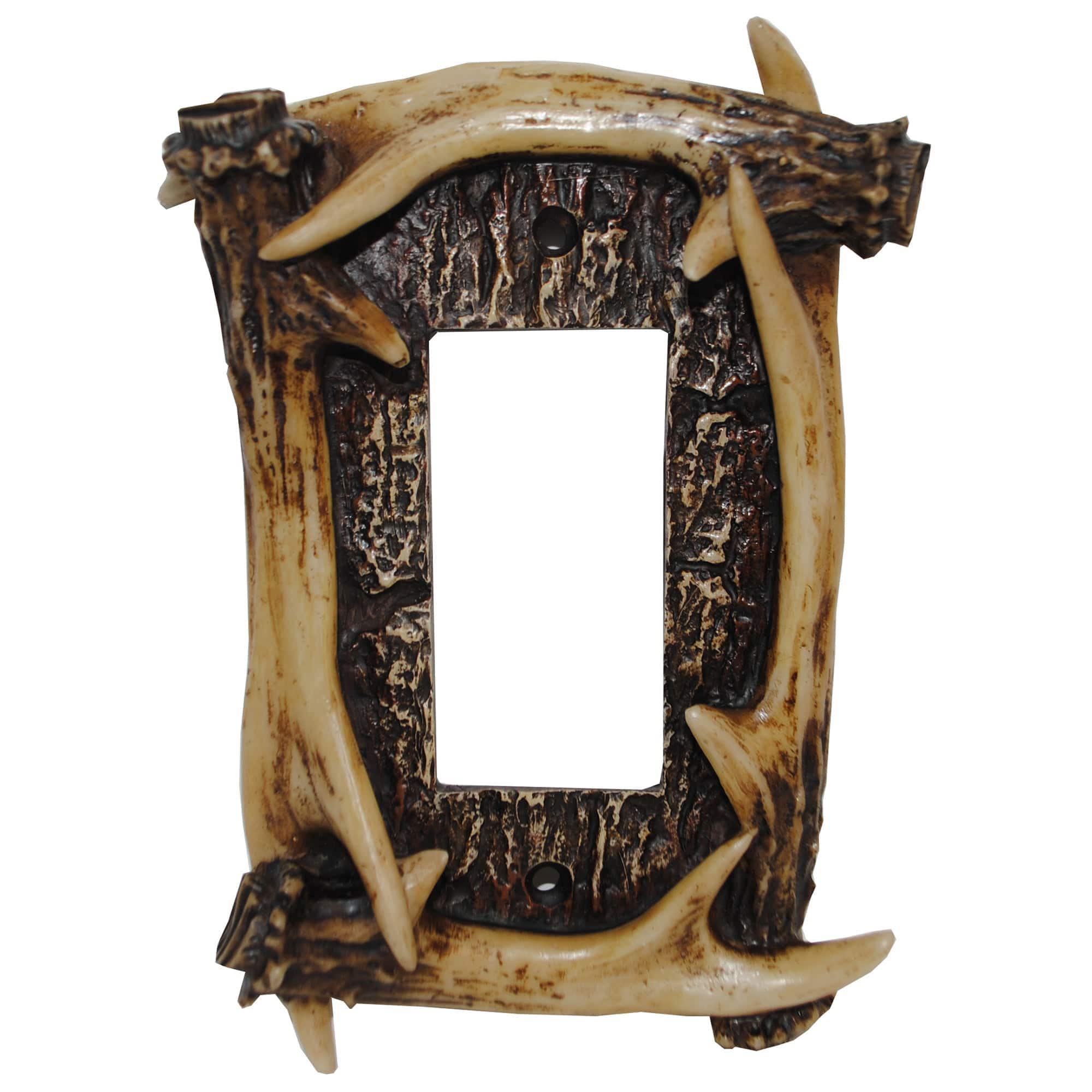Antler Switch Plate - 5" x 3.5" Antler Single Rocker Wall Plate 4 Per Carton - Brown