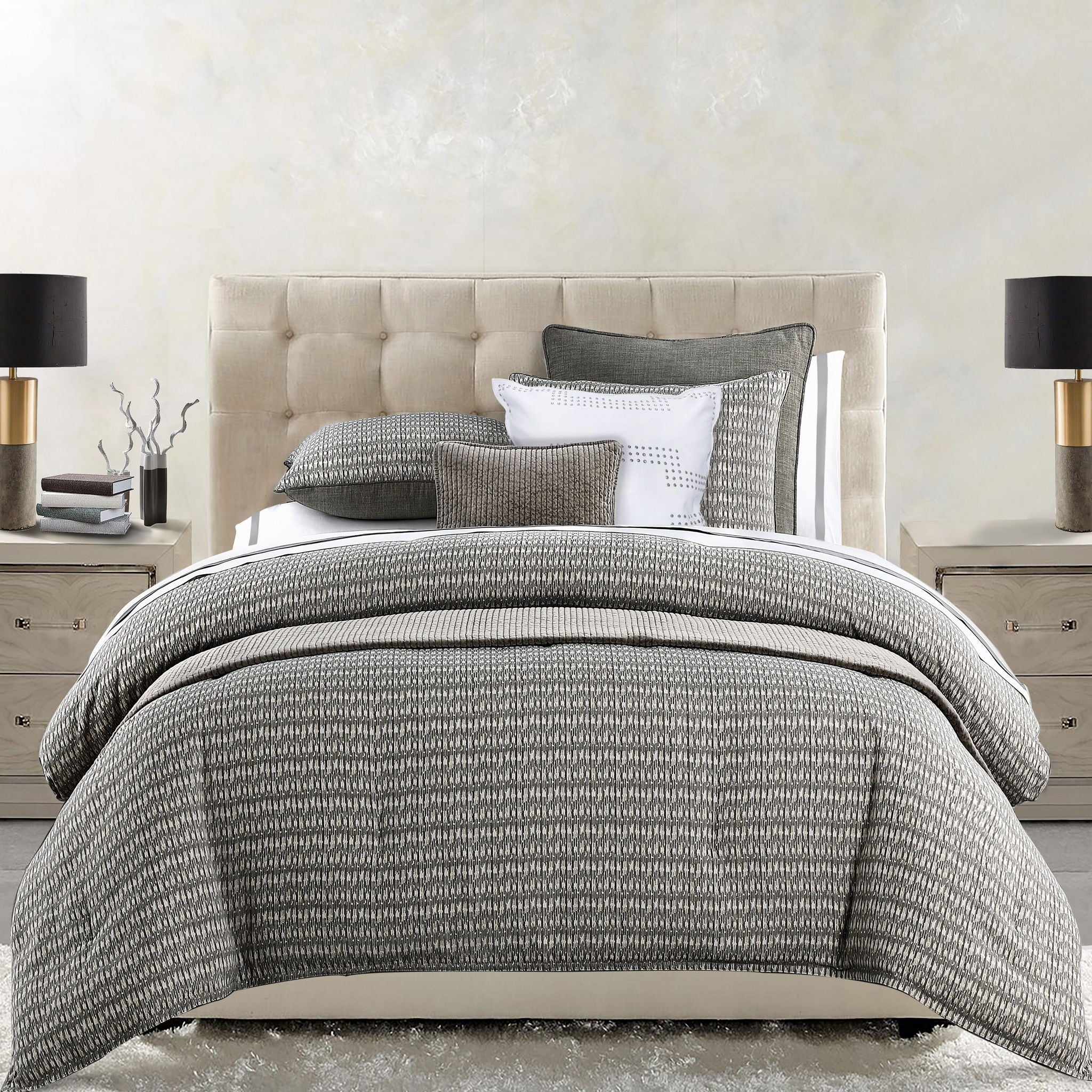 Fenton - King Duvet Cover Set (Set of 3) - Taupe / Gray / Cream