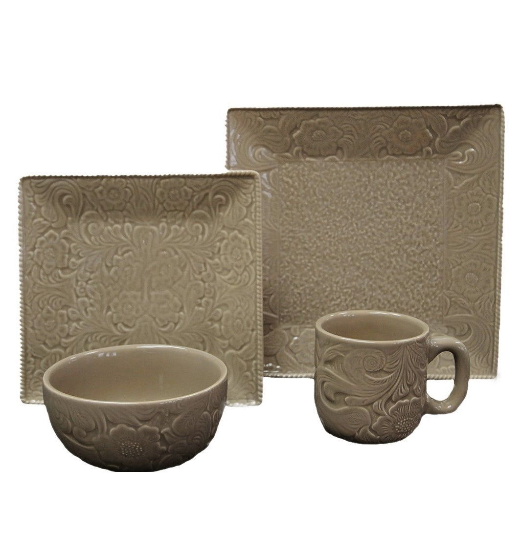 Savannah - Ceramic Dinnerware Set (Set of 16) - Taupe