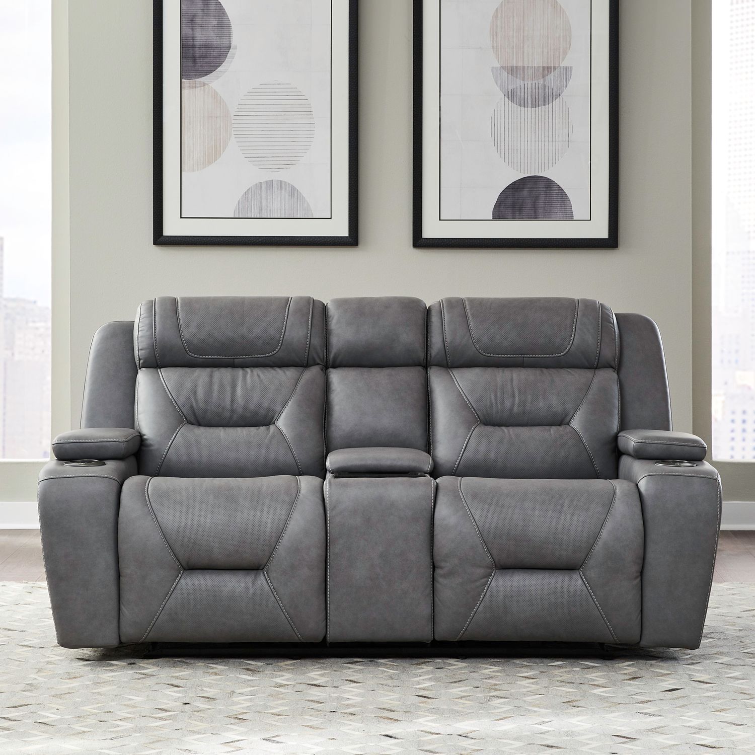 Chapman - Loveseat With Console P2 & ZG - Aline Blue Gray