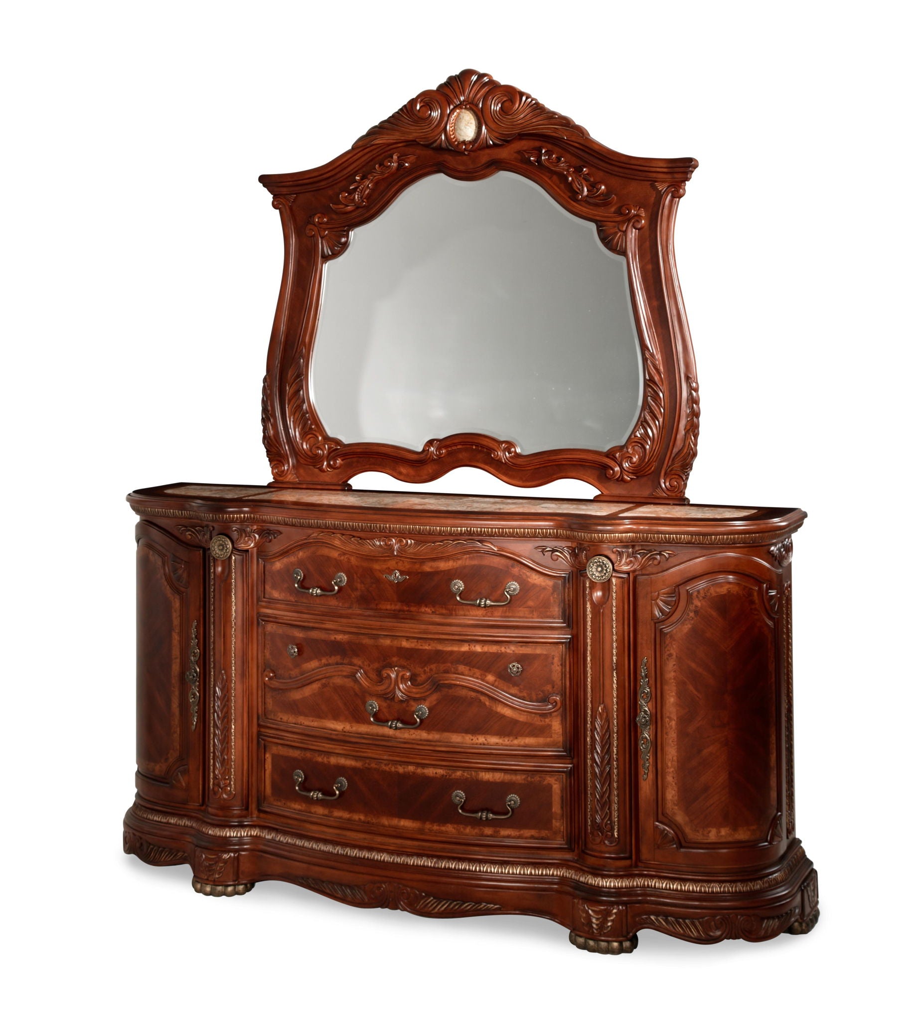 Cortina - Dresser & Mirror - Honey Walnut