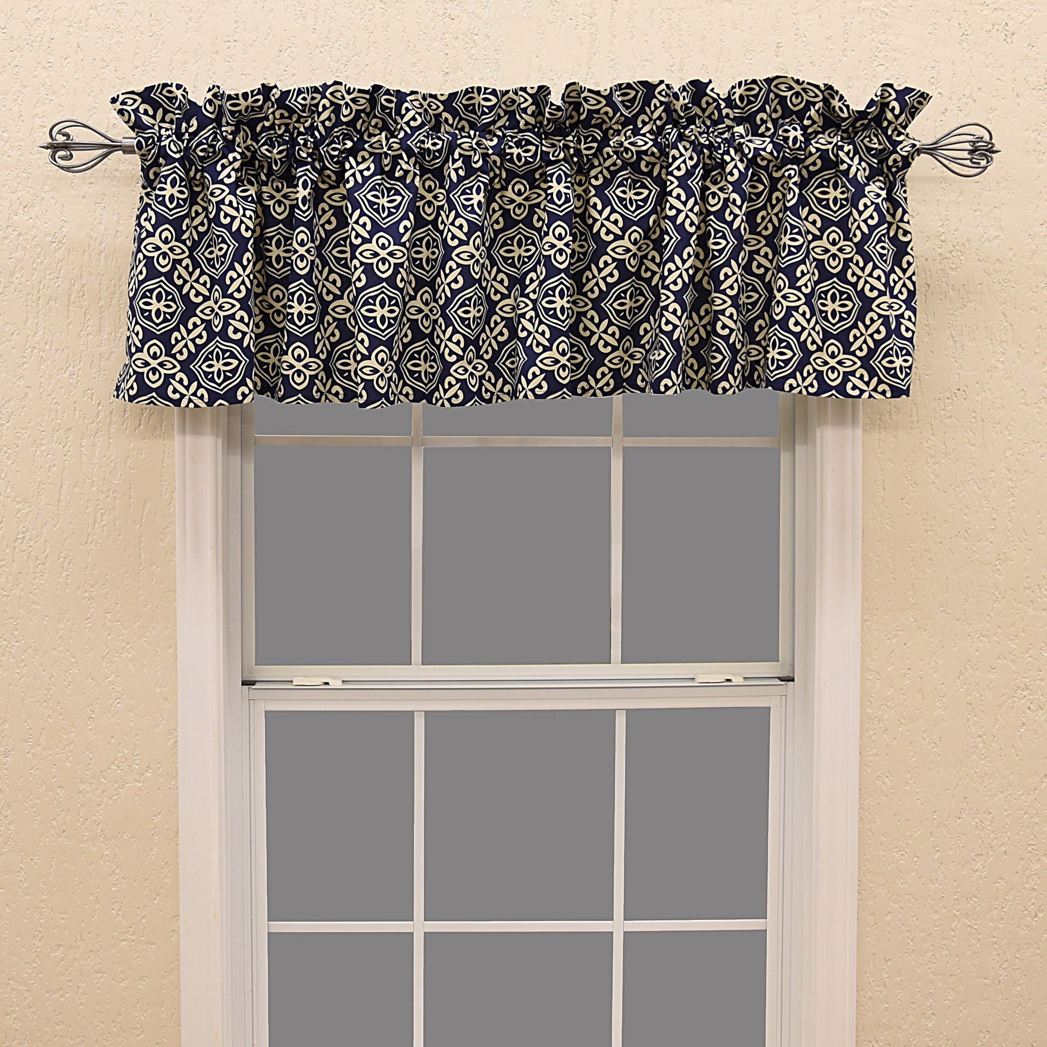 St. Clair - Printed Cotton Valance - Navy / White