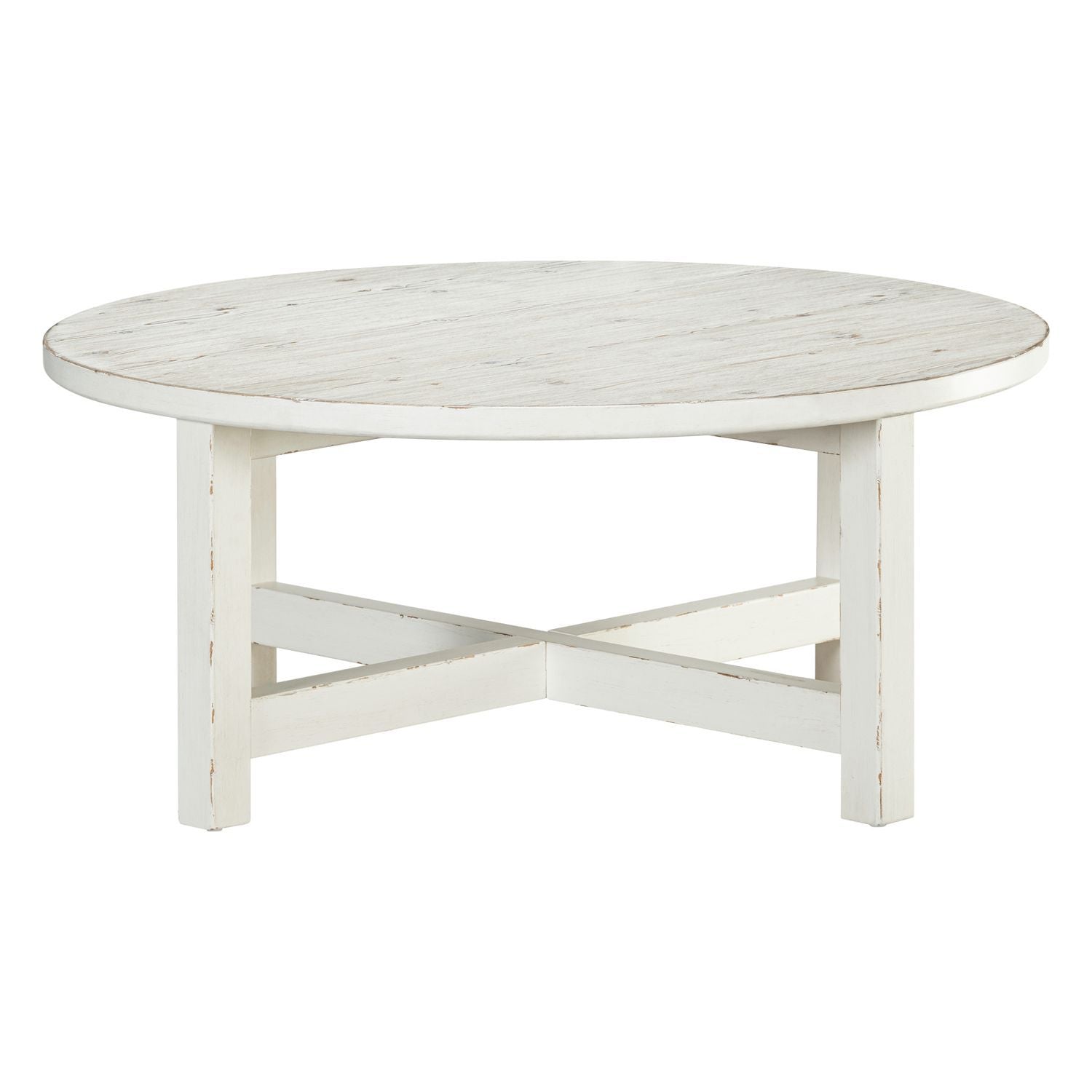 Backroads - Round Cocktail Table - Weathered White & Parchment Brown