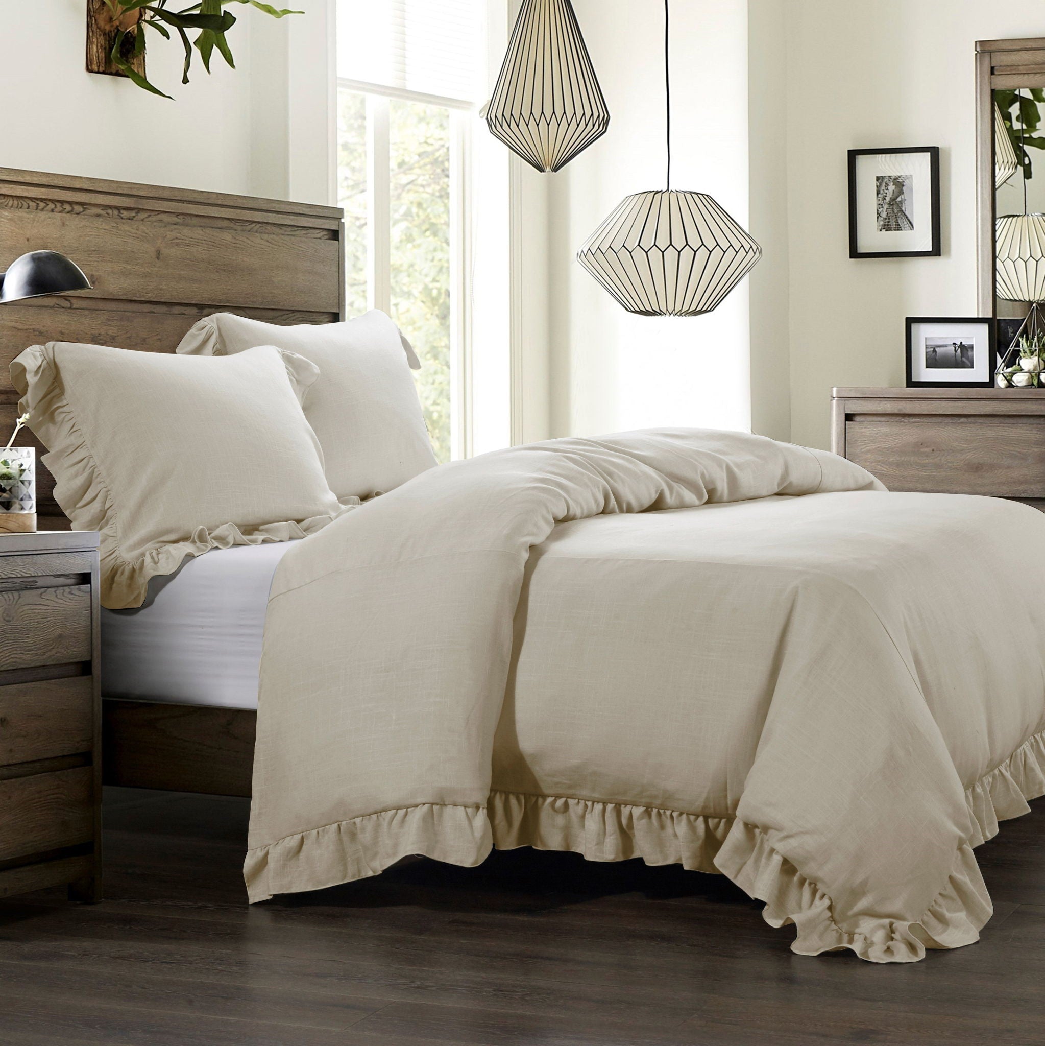 Lily - Twin Washed Linen Duvet Cover - Light Tan