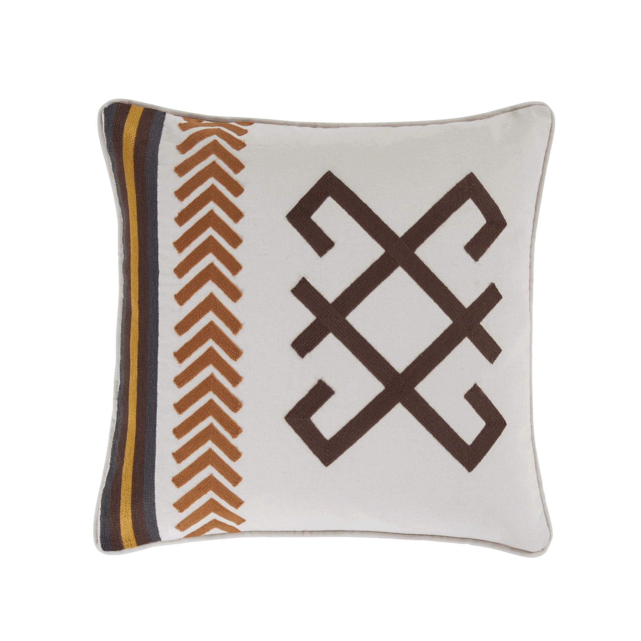 Toluca Canvas - Embroidered Cotton Pillow - Multi Color