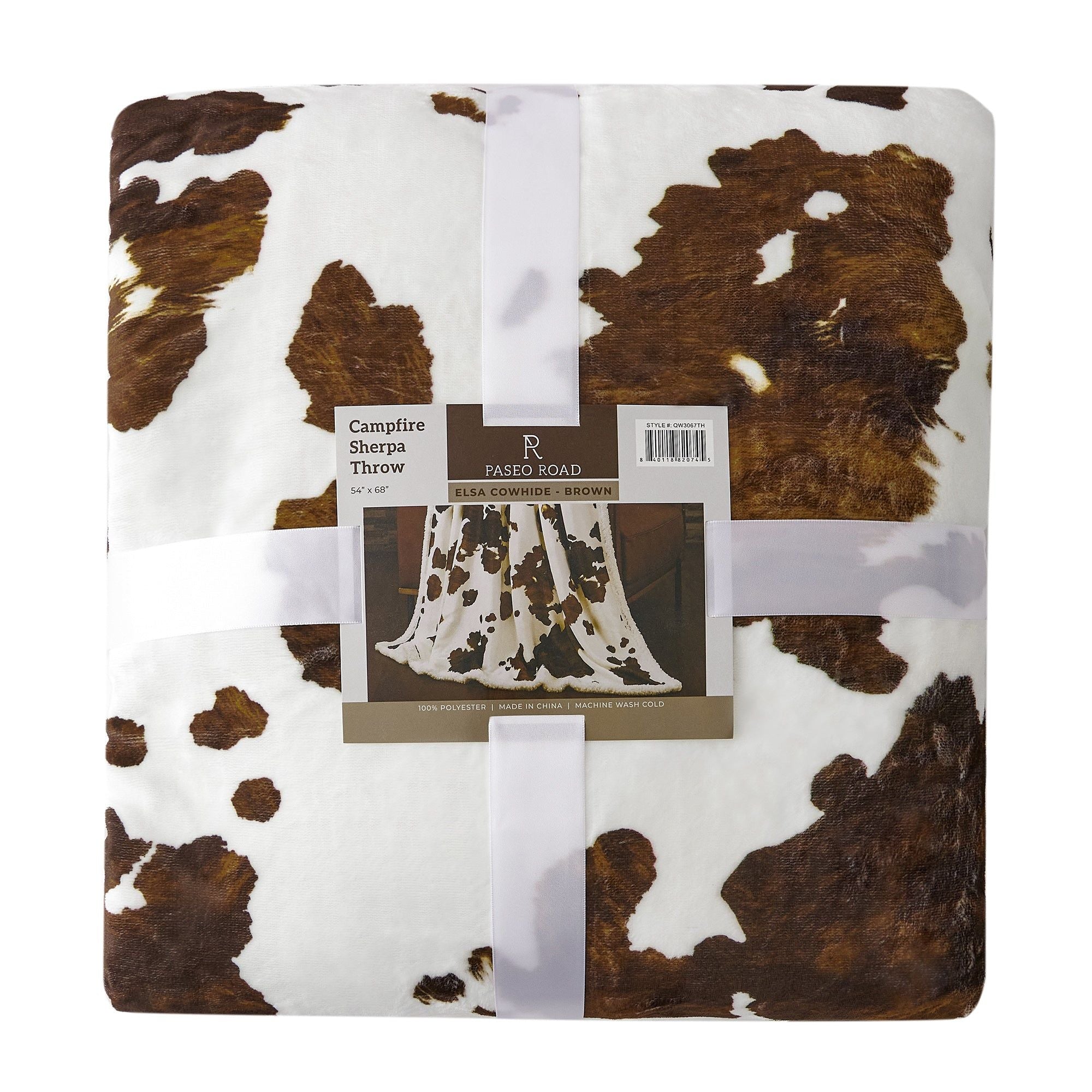 Campfire - Elsa Cowhide Campfire Sherpa Throw 6 Per Carton - Chocolate