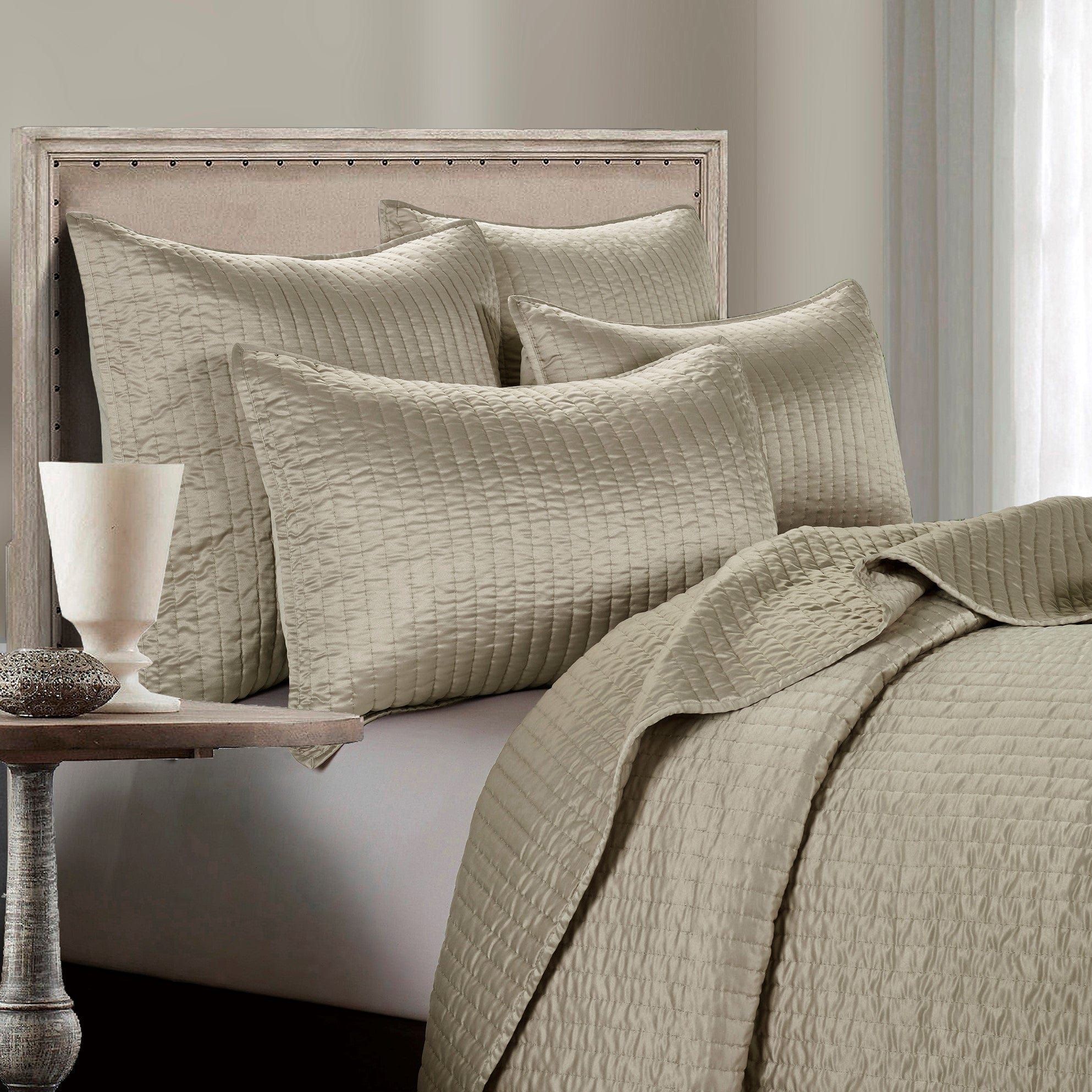 Satin Channel - Full/Queen Quilt Set (Set of 3) - Taupe