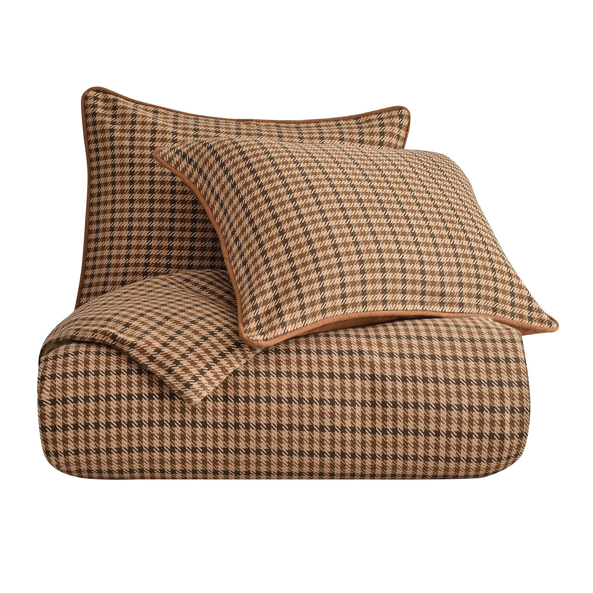 Clifton - Queen Comforter Set (Set of 3) - Brown / Green / Cream