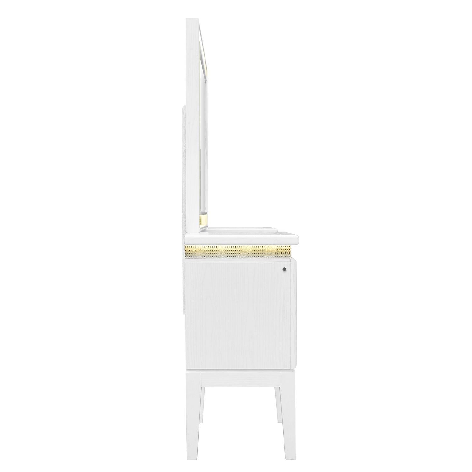 Reflections - Vanity Desk - Pearl White & Rhinestone