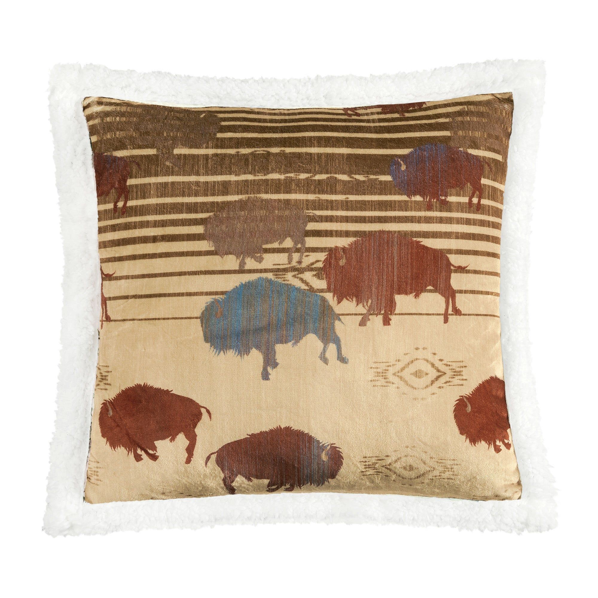 Campfire - Home On The Range Campfire Sherpa Pillow 6 Per Carton - Multi Color