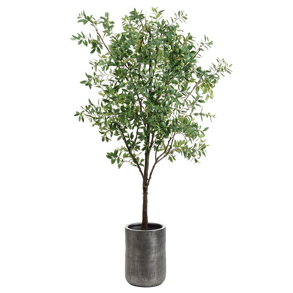 Budding Azalea Tree In 19"Hx13.7"D Textured Antique Zinc Planter Green Whi