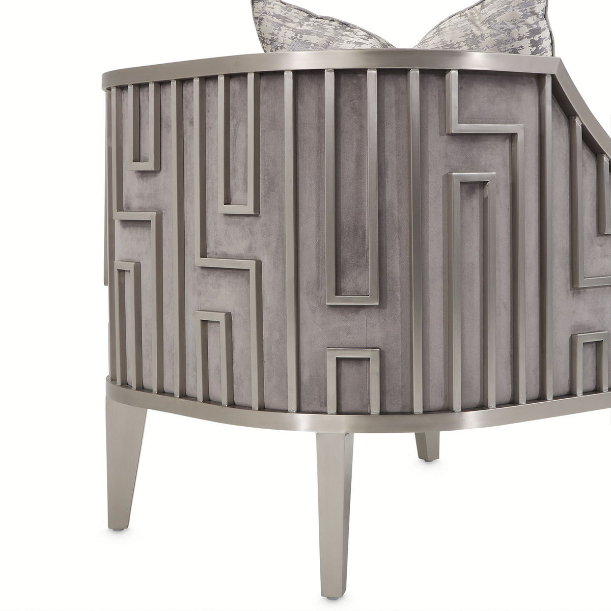 Roxbury Park - Velvet Accent Chair - Gray Pearl / Stainless Steel