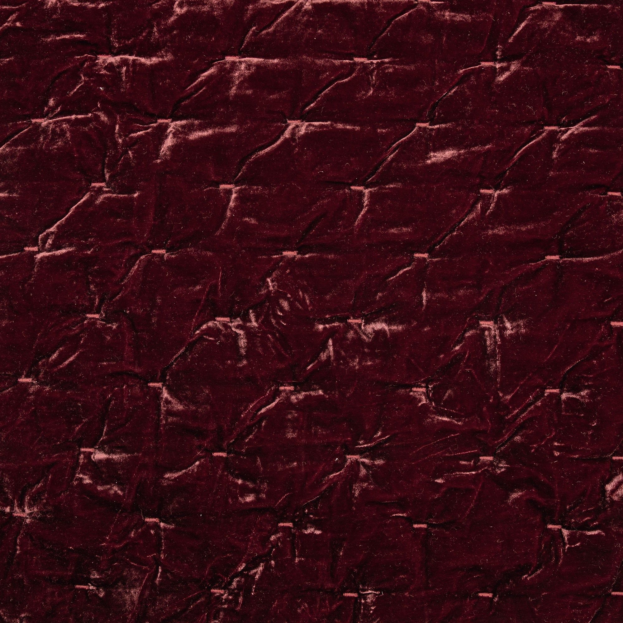 Stella - Twin Faux Silk Velvet Pintuck Quilt - Garnet Red