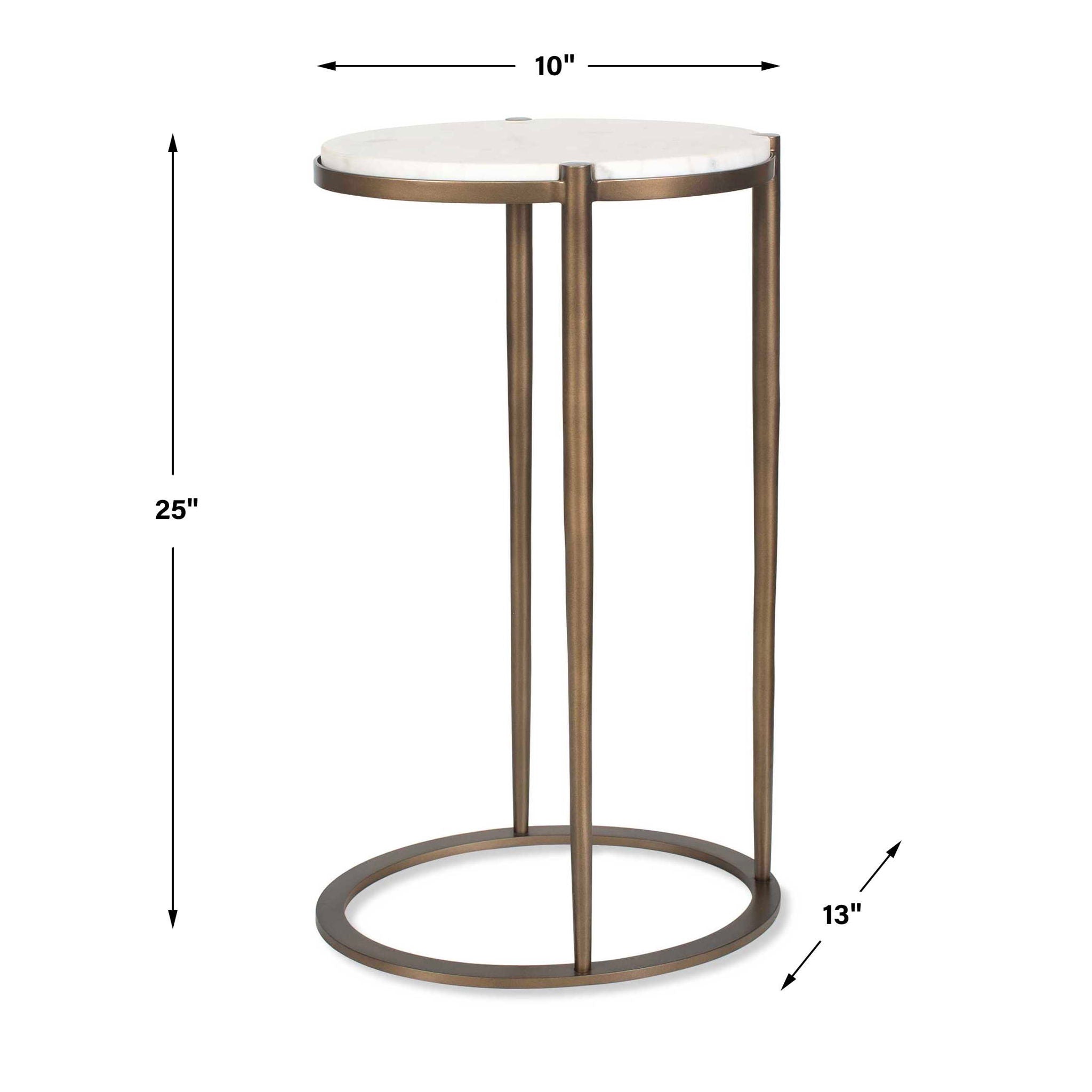 Mercier - Round Marble Accent Table - Brass / White