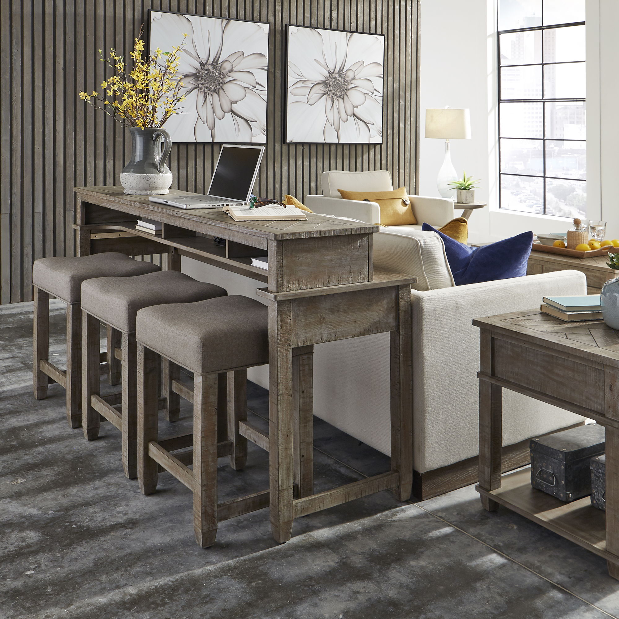 Parkland Falls - Console Bar Table - Weathered Taupe