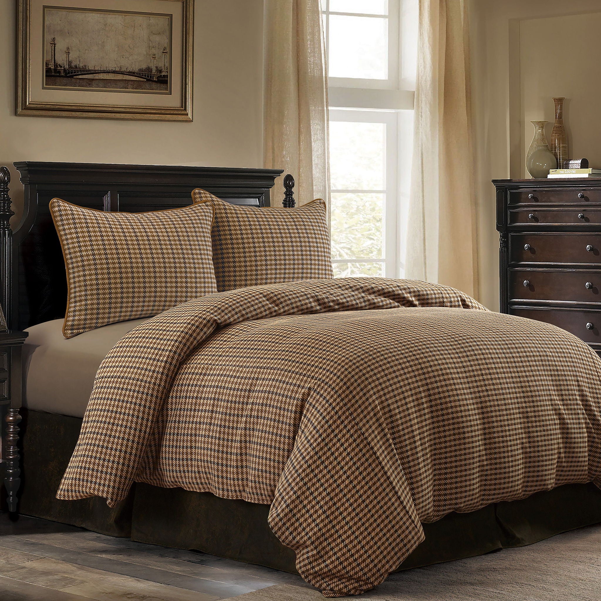 Clifton - Queen Comforter Set (Set of 3) - Brown / Green / Cream