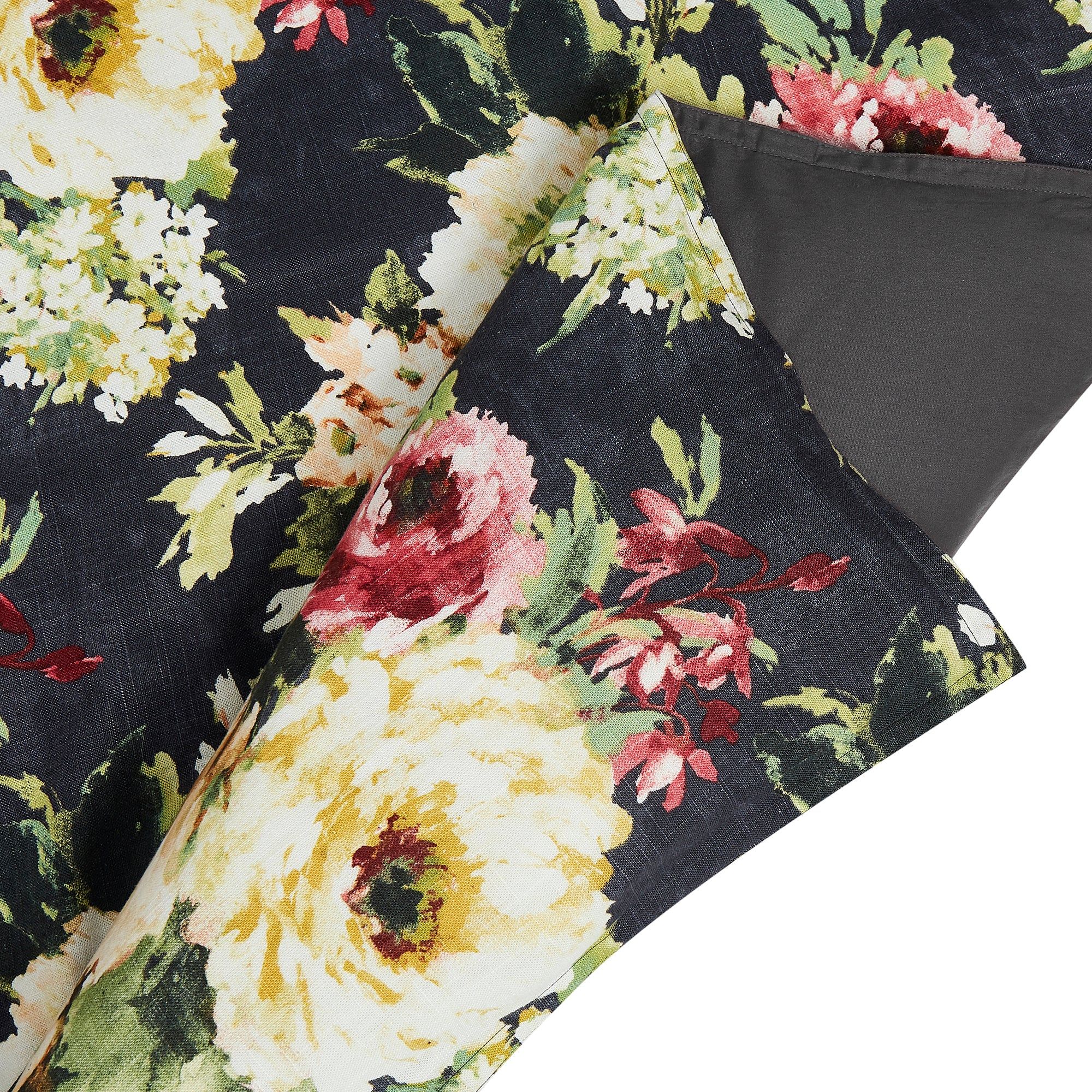 Peony - King Washed Linen Duvet Cover Set (Set of 3) - Charcoal