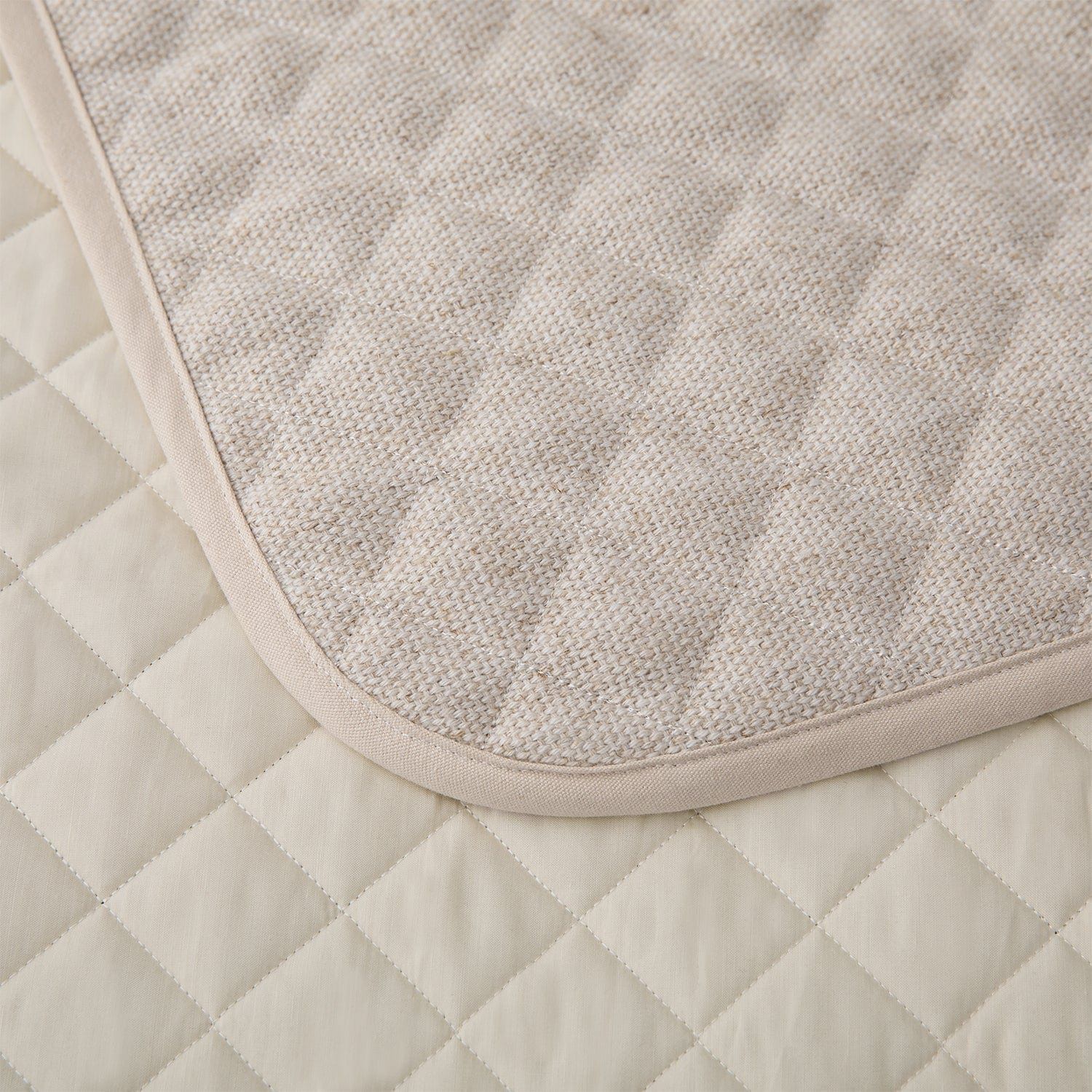 Fairfield - King Linen Coverlet Set (Set of 4) - Cream / Tan