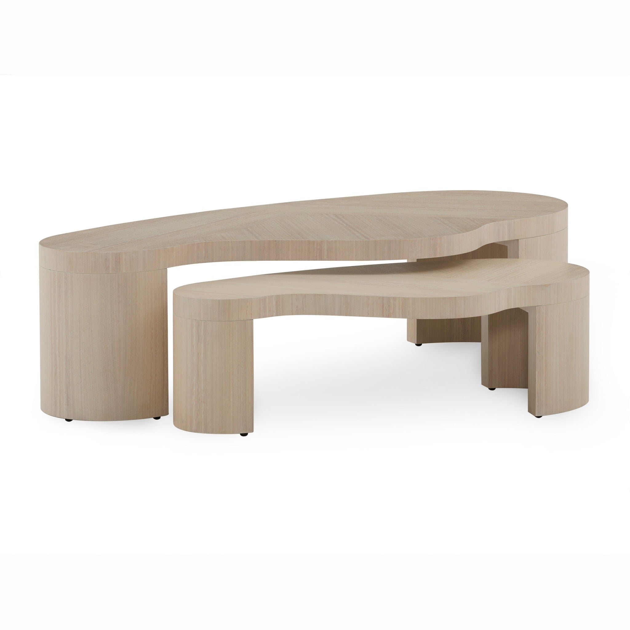White Washed Aero Cocktail Tables, Set of Two