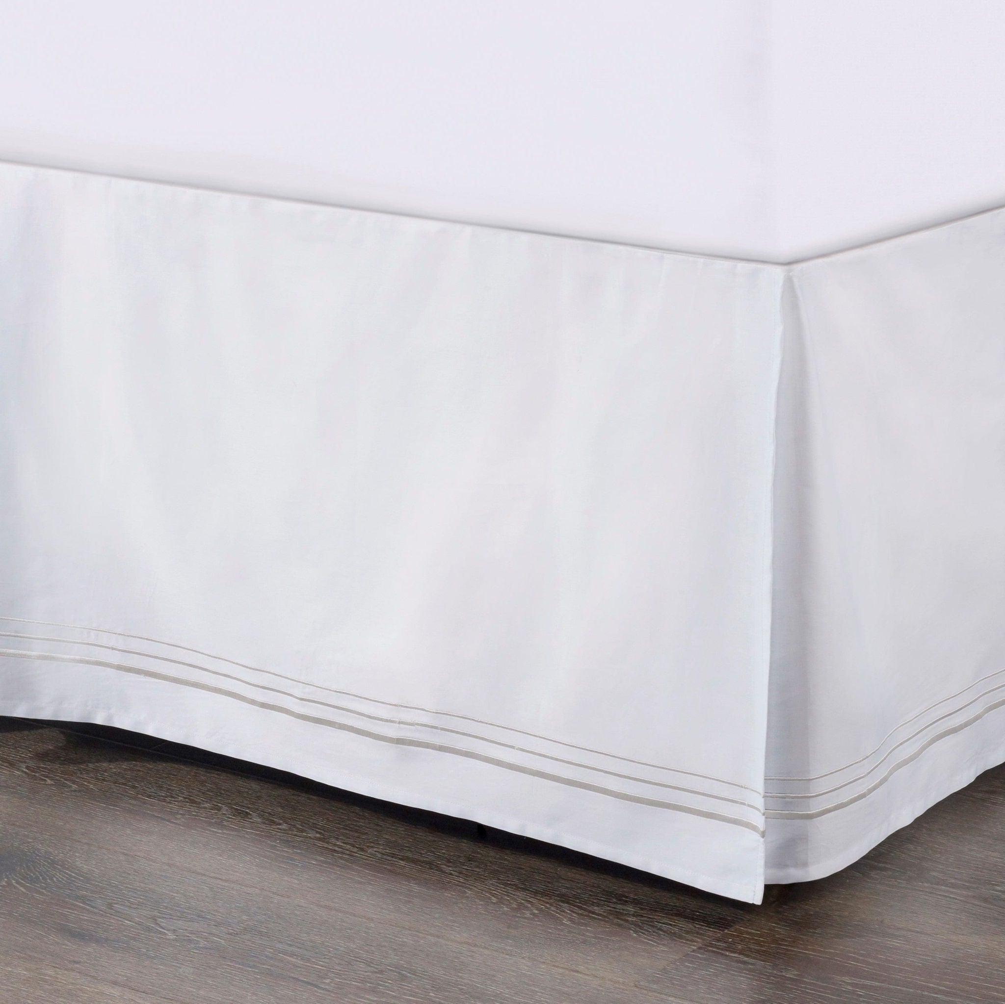 Border Embroidery - King Bed Skirt - White
