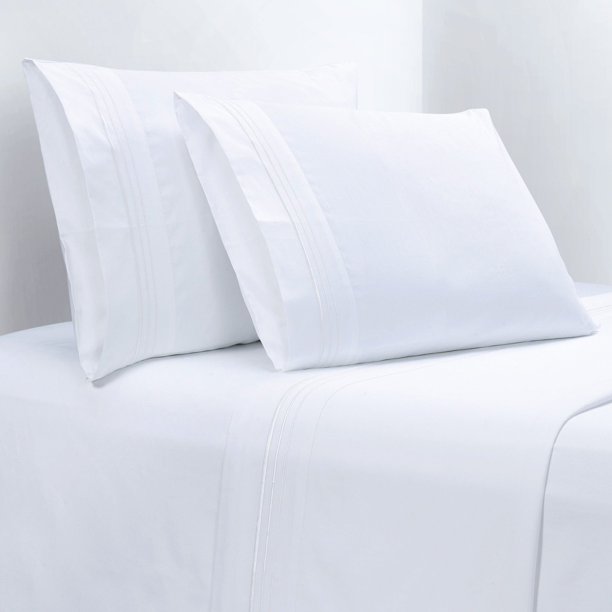 Border Embroidery - Twin Sheet Set (Set of 3) - White