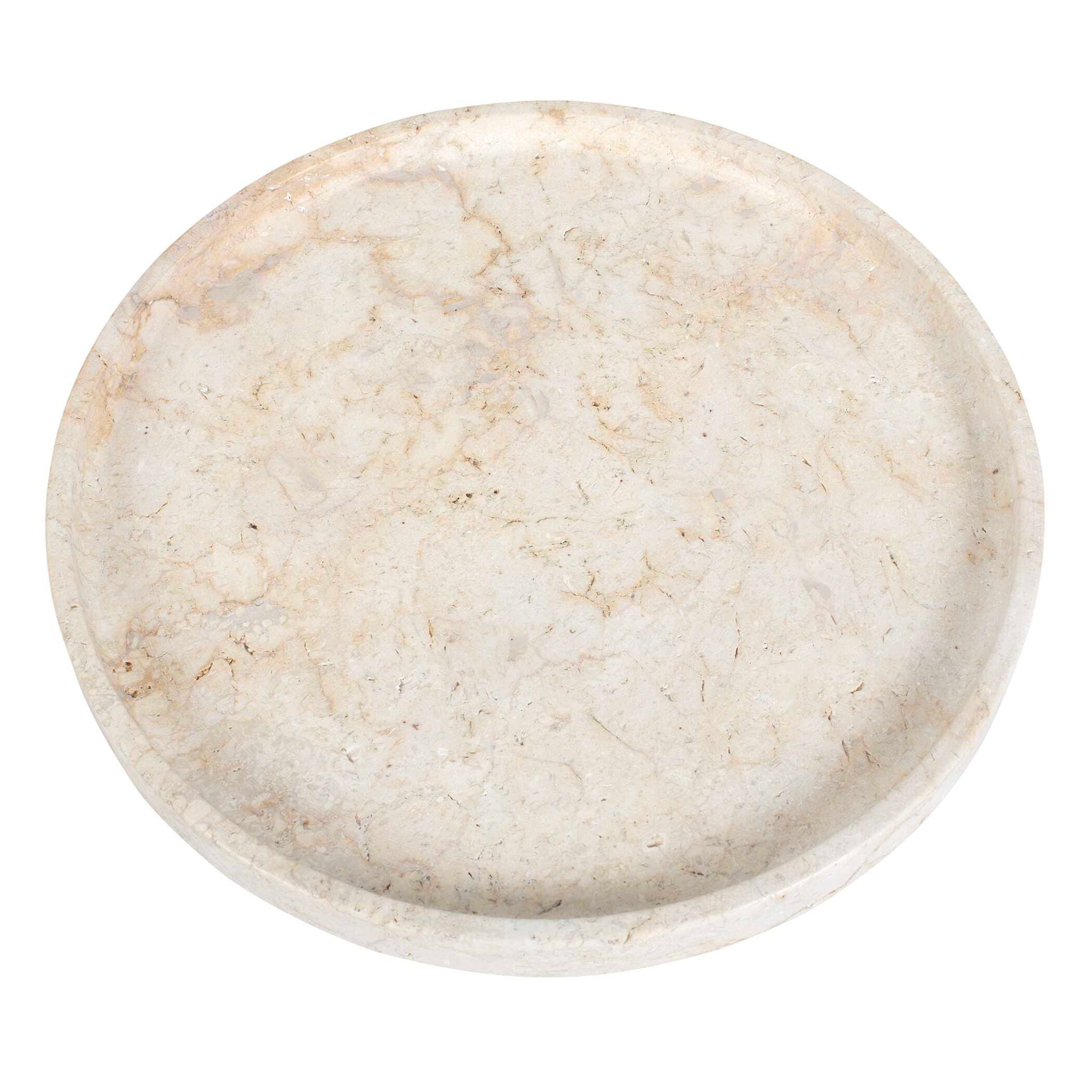 Travessa - Outdoor Round Stone Tray - White