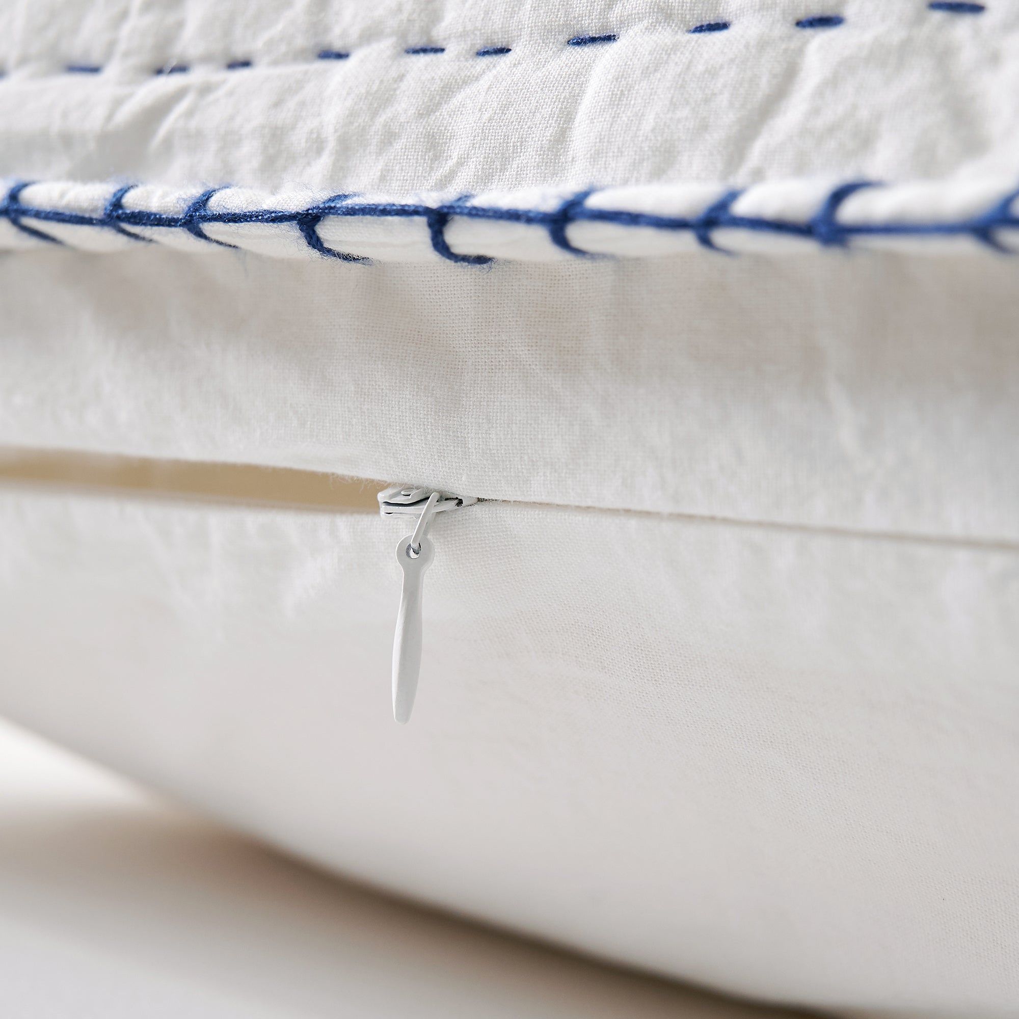 Indigo - Hand-Stitched Euro Sham - White