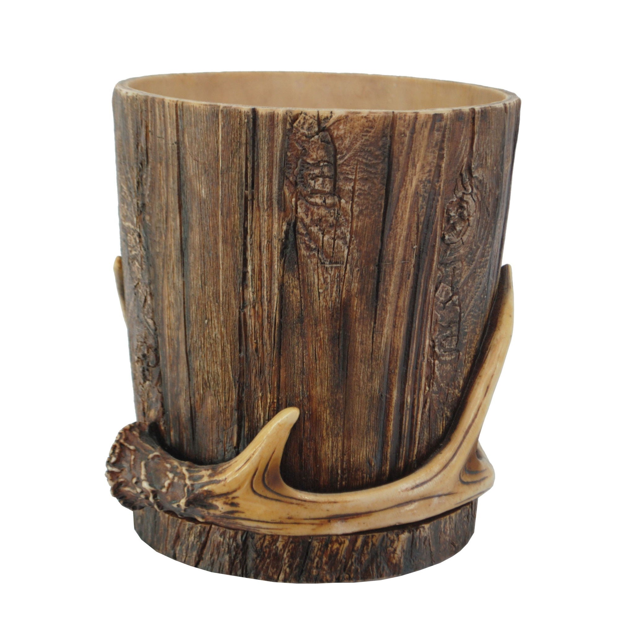 Antler Bath - Antler & Tree Bark Wastebasket, 2 Per Carton - Brown
