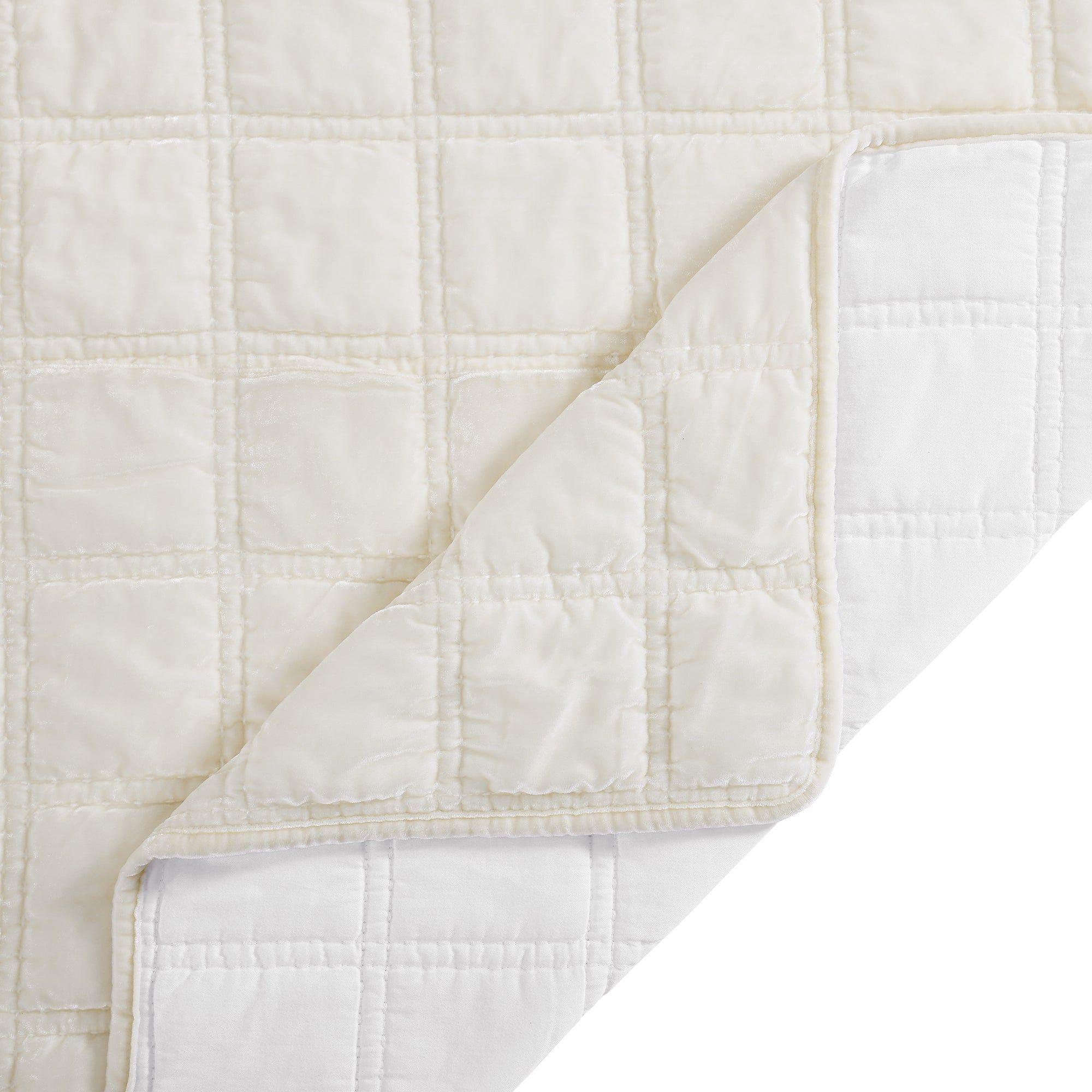 Stella - King Faux Silk Velvet Double Box Stitch Quilt Set (Set of 3) - Stone
