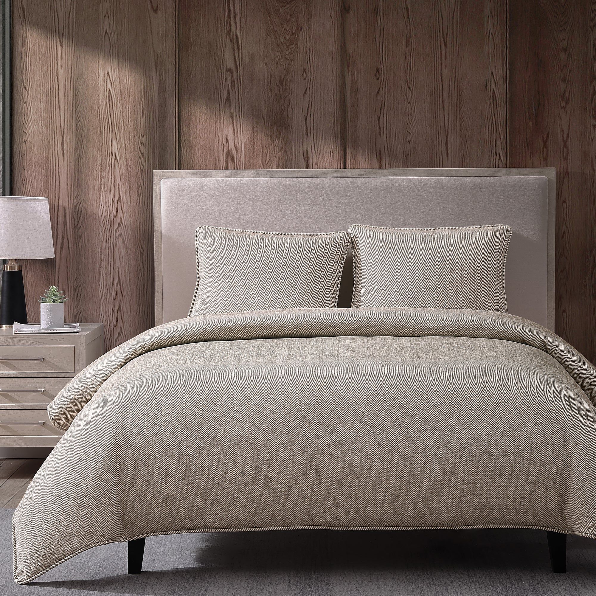 Chenille Herringbone - King Comforter Set (Set of 3) - Sand