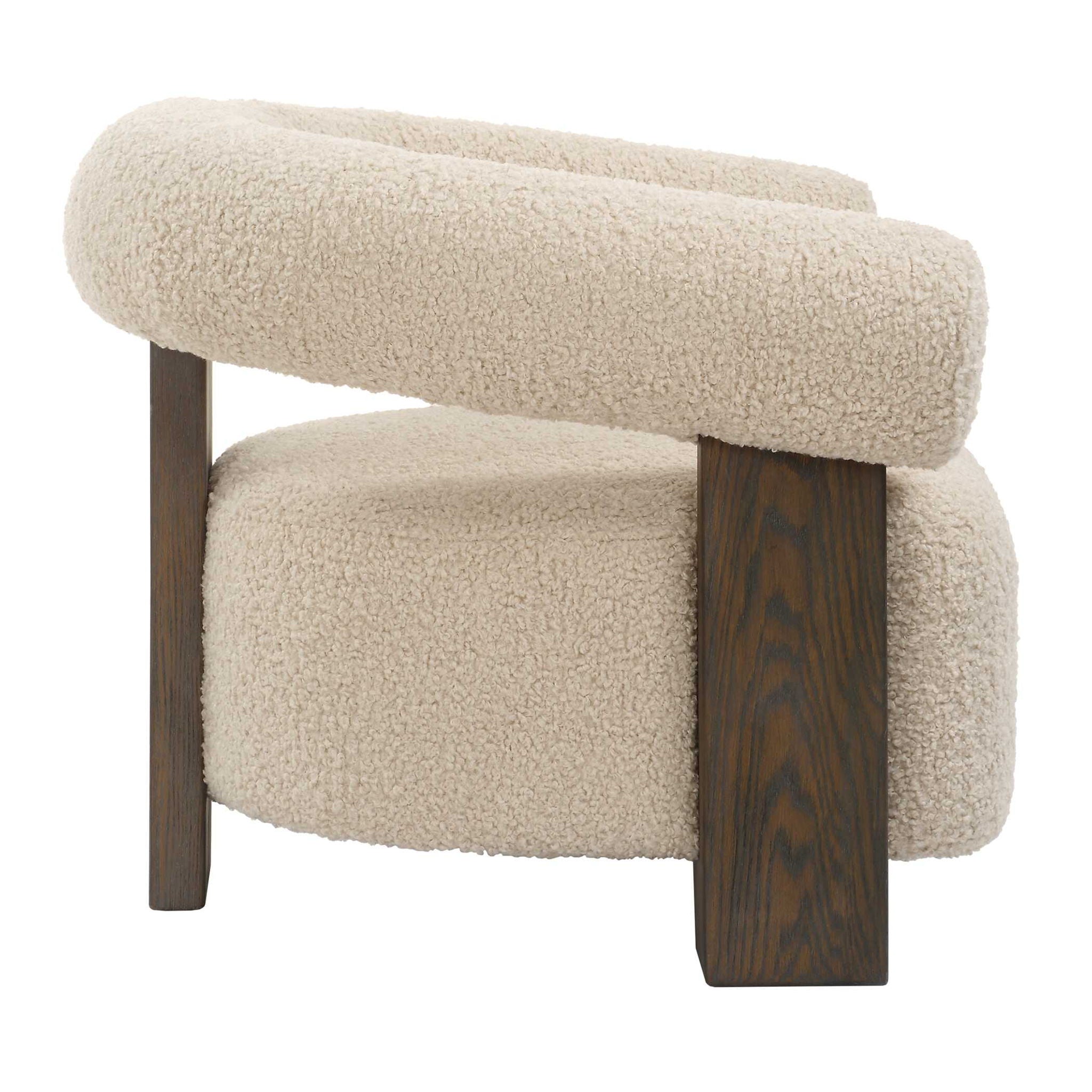 Lennox - Shearling Accent Chair - Beige / Brown
