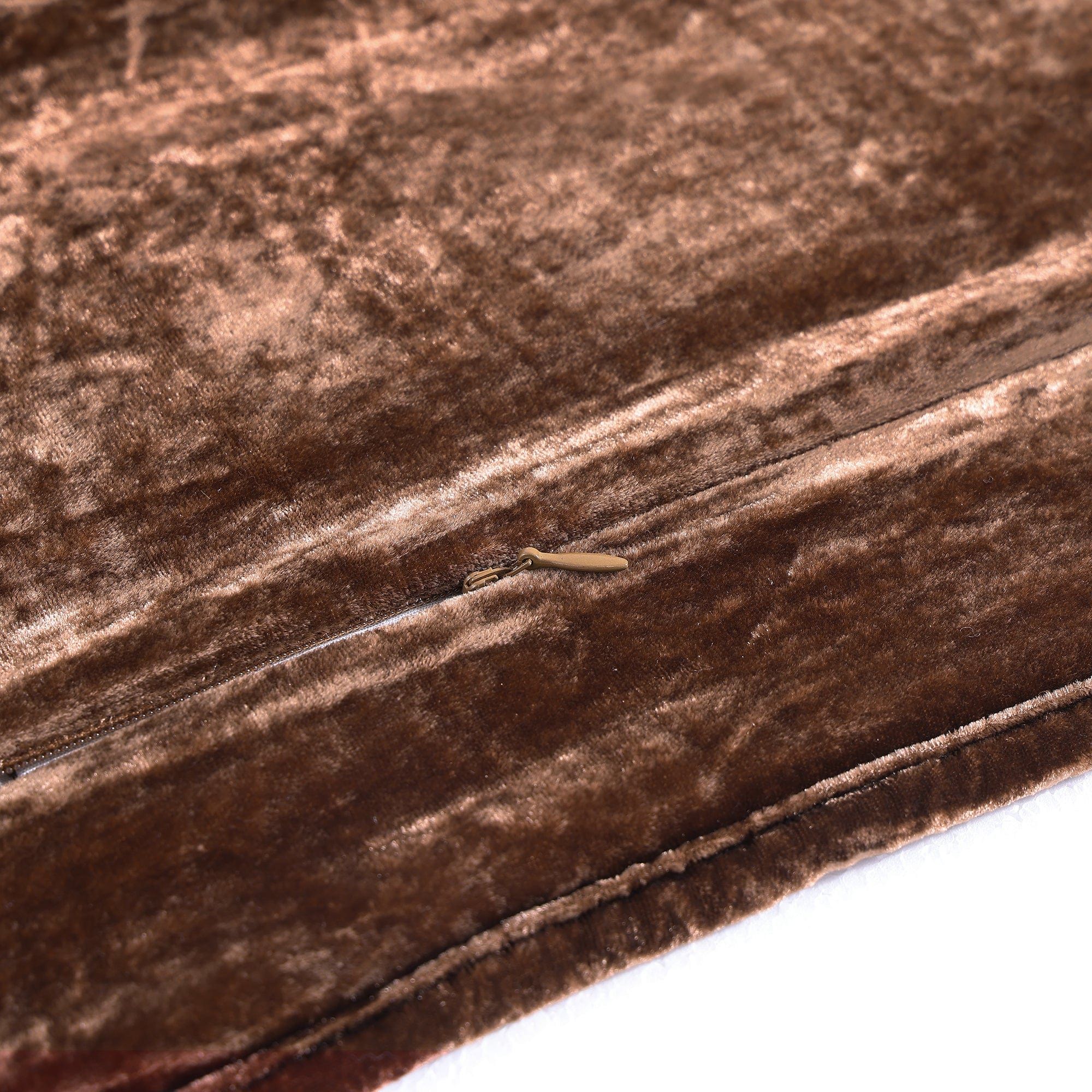 Stella - King Faux Silk Velvet Double Box Stitch Quilt Set (Set of 3) - Copper Brown