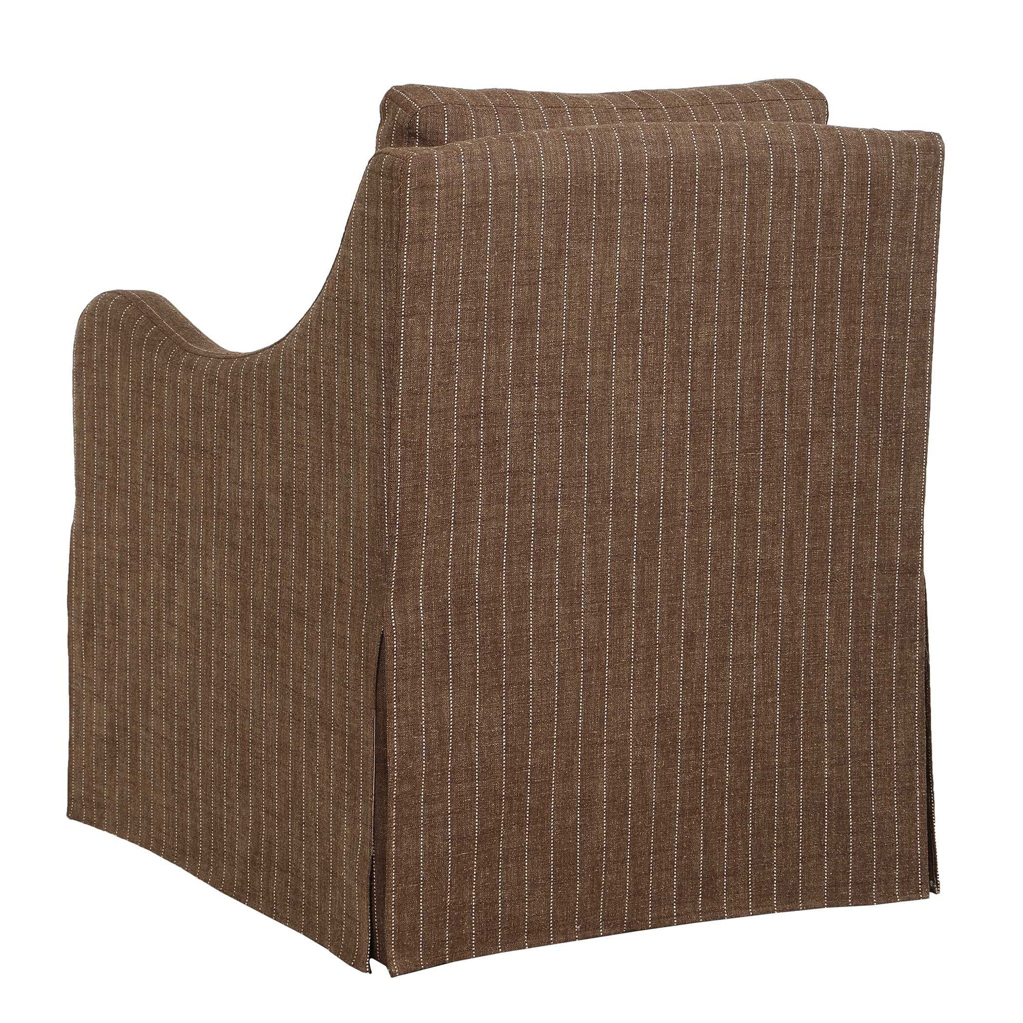 Luisa - Pinstripe Swivel Chair - Brown