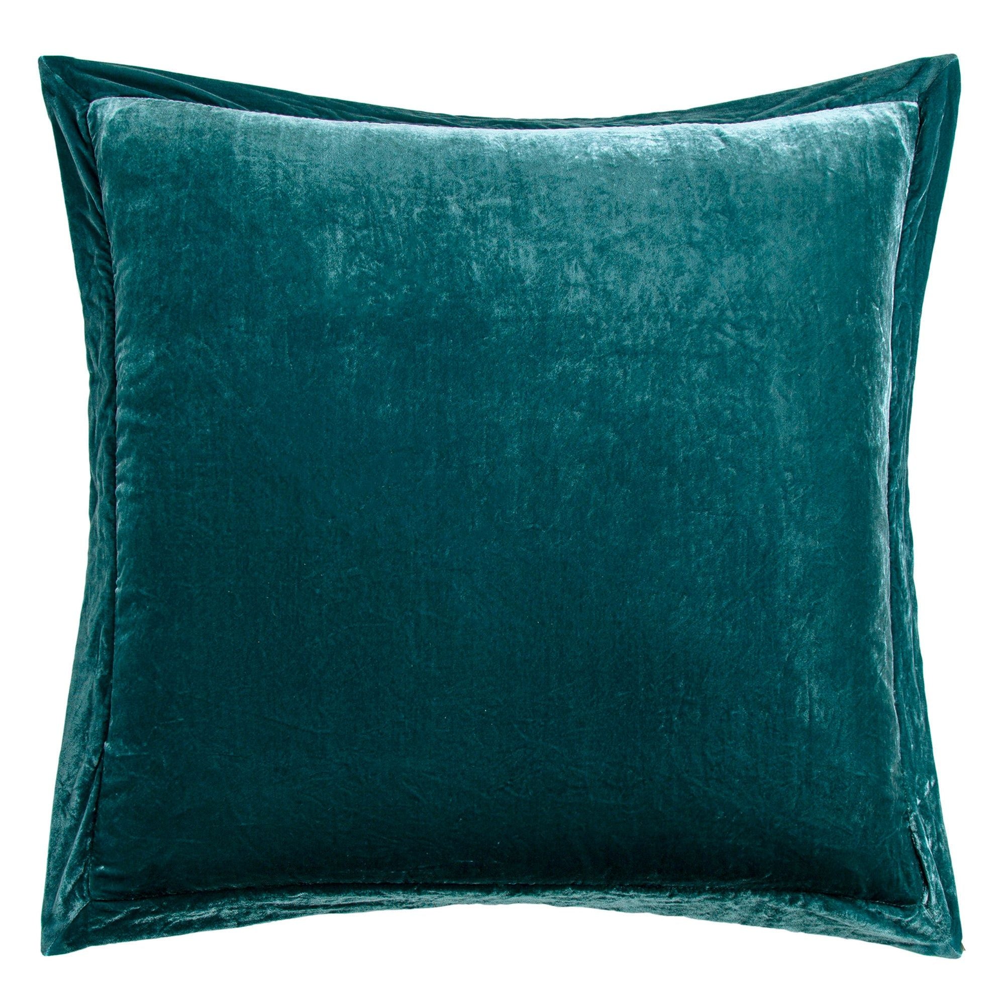 Stella - Faux Silk Velvet Flanged Euro Sham - Teal