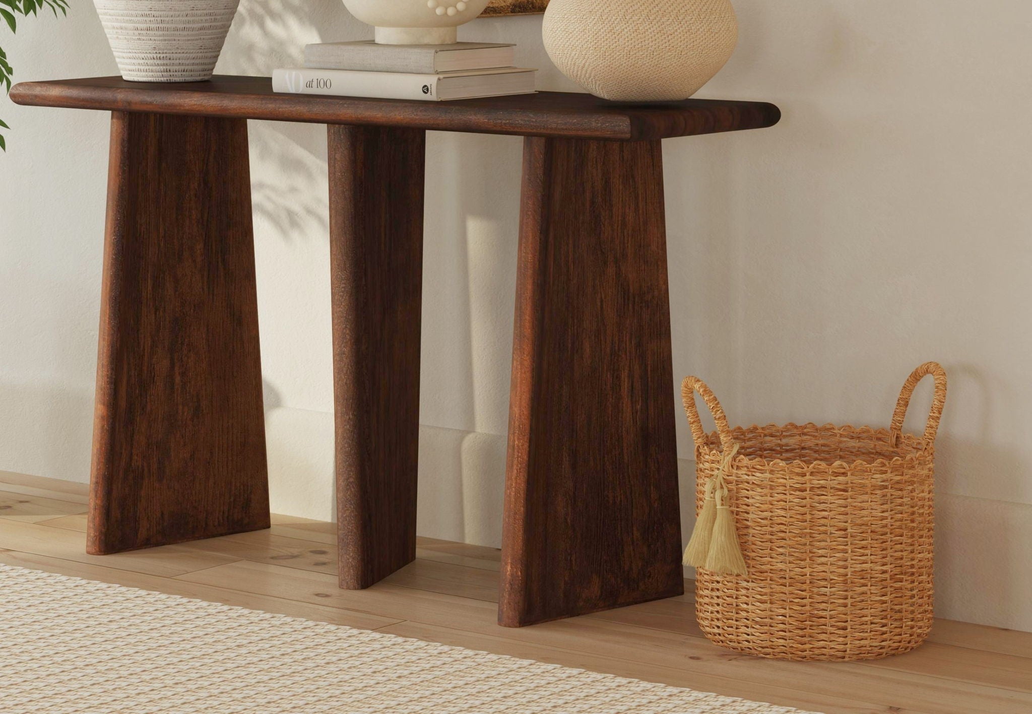Lasso - Console Table - Antique Natural Mango With Sandblasting