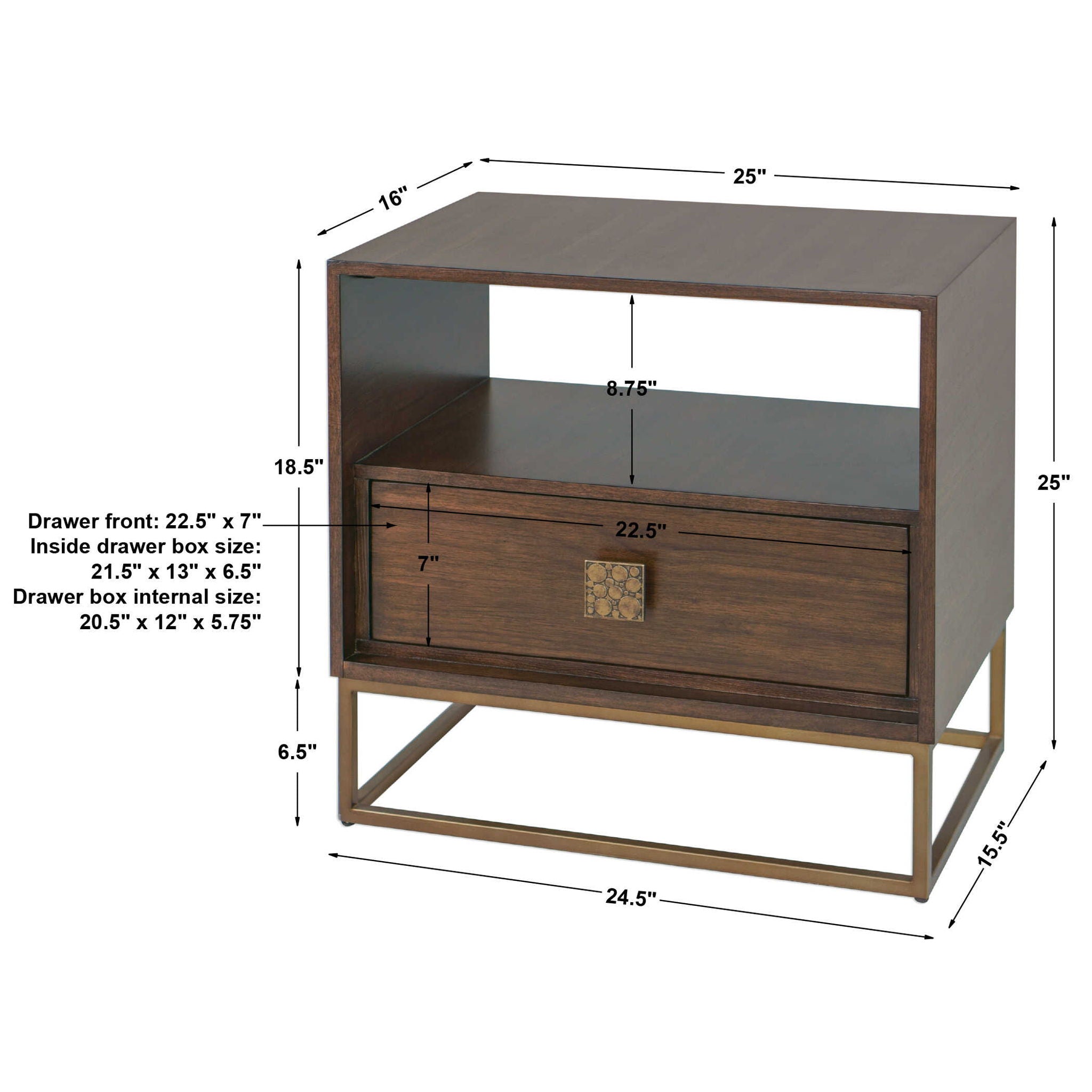 Bexley - Walnut Side Table - Dark Brown