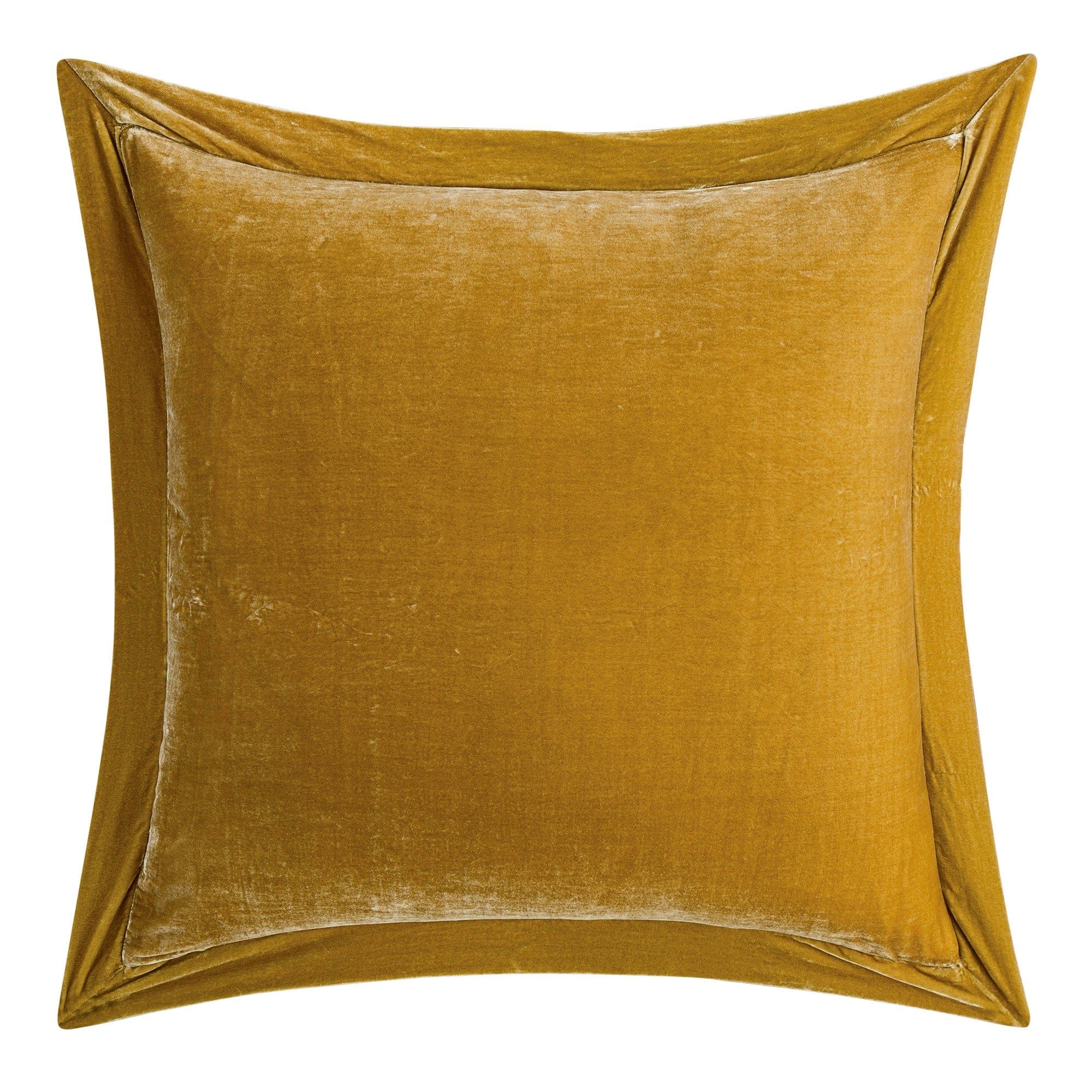 Stella - Faux Silk Velvet Flanged Euro Sham - Saffron