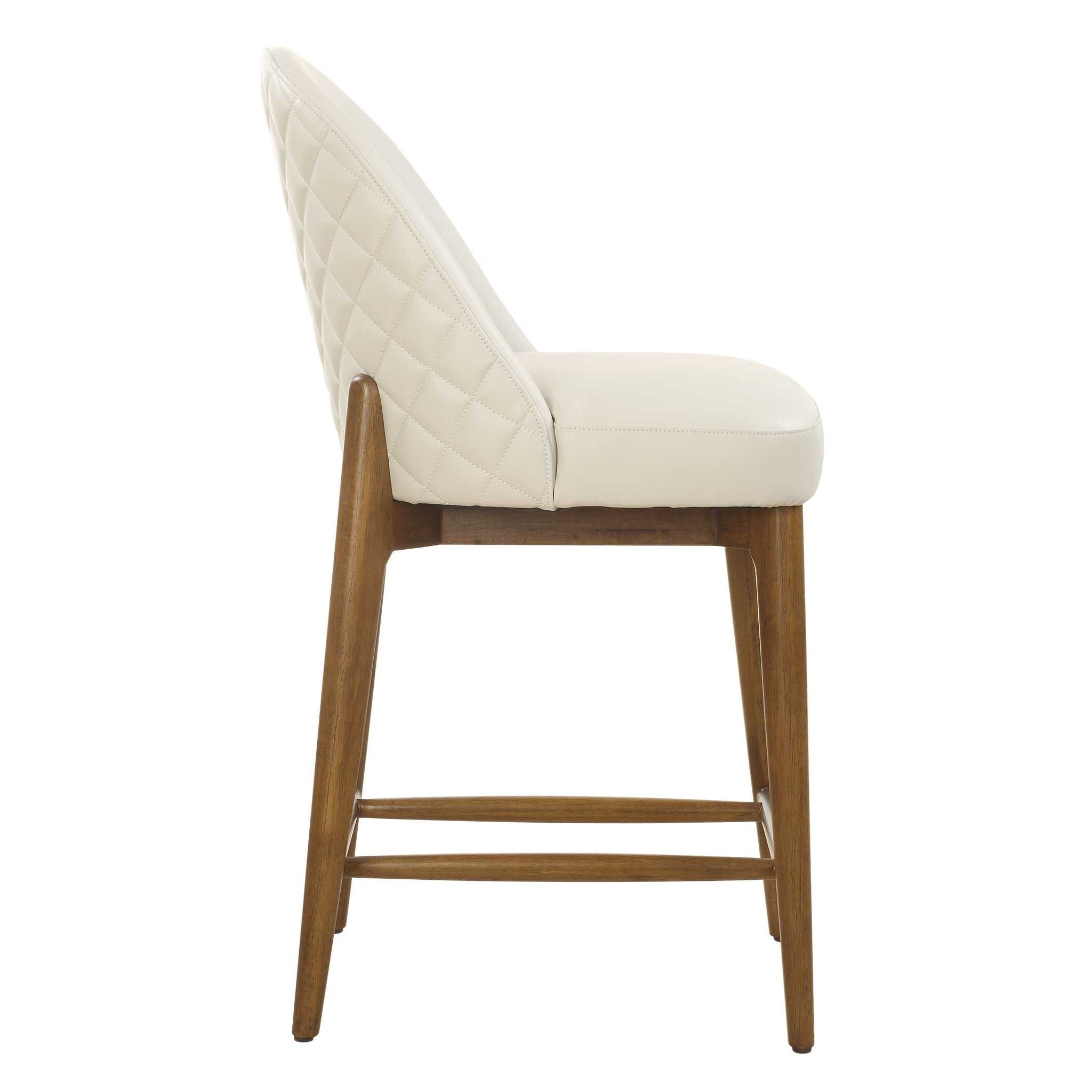 Stitches - Leather Counter Stool - White / Brown