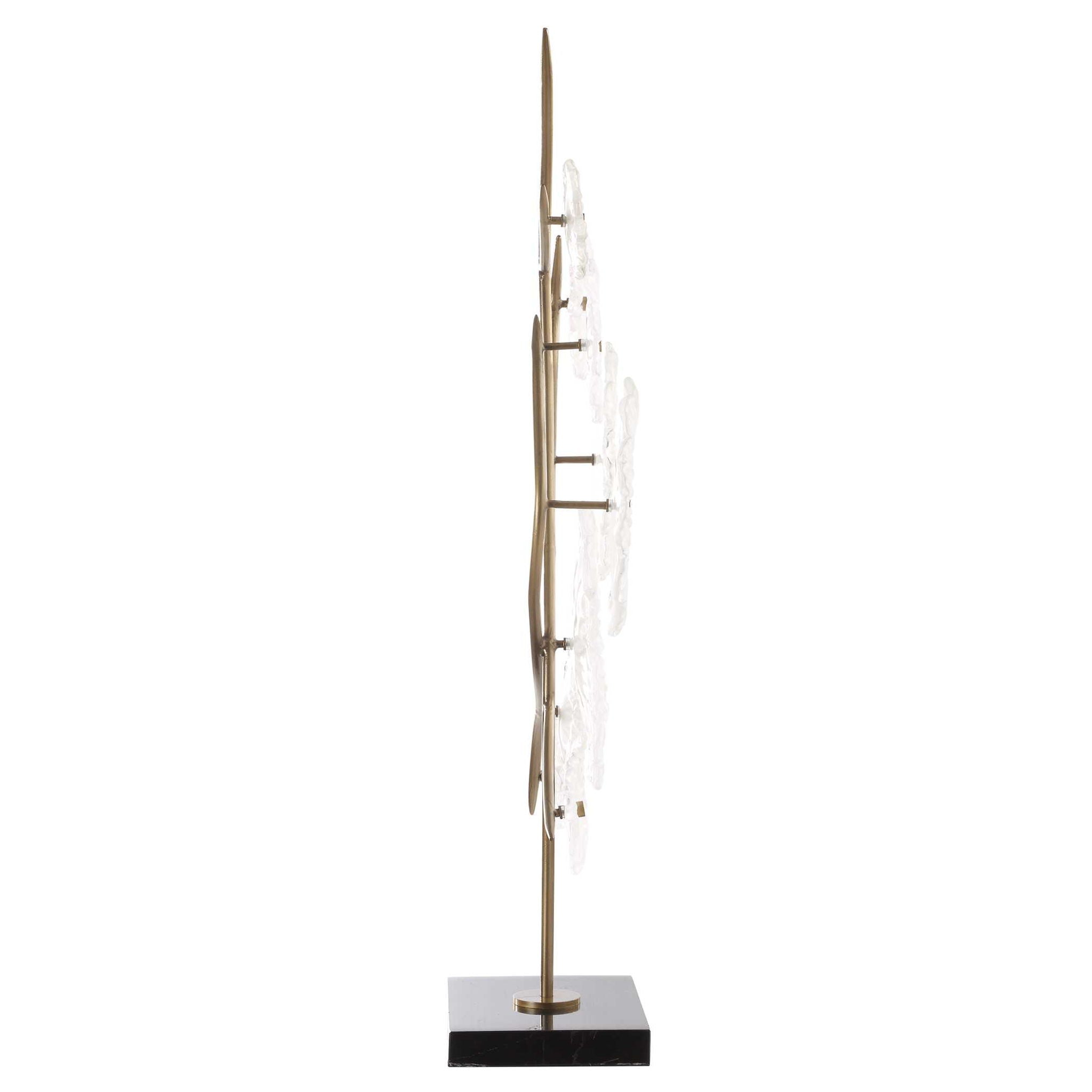 Glass - Garden Table Sculpture - Gold / White
