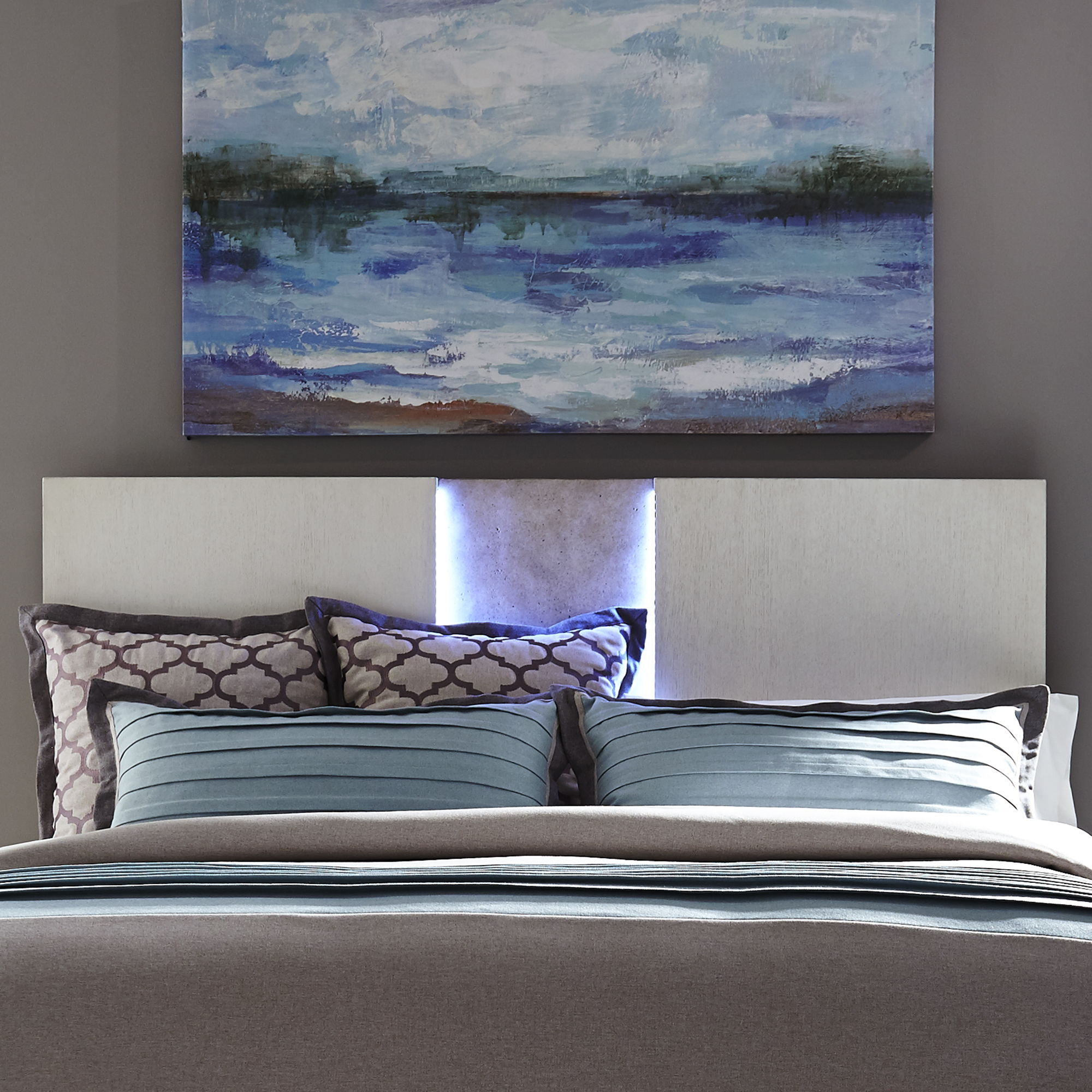 Mirage - King Travertine Panel Headboard - Wirebrushed White