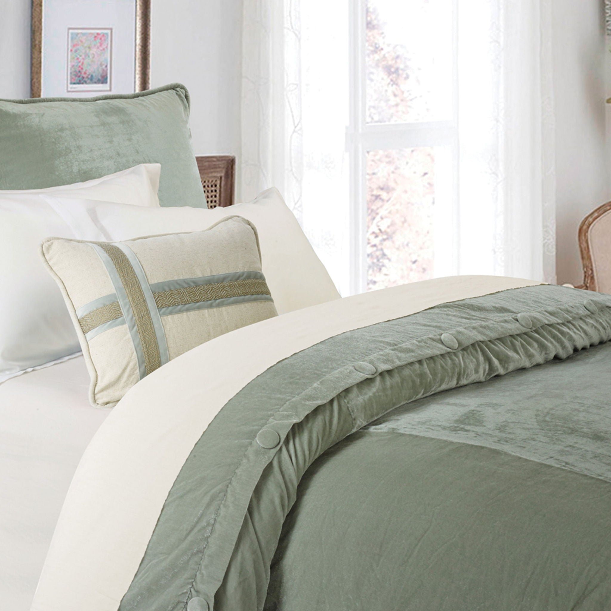 Arlington - King Velvet Duvet Cover - Green