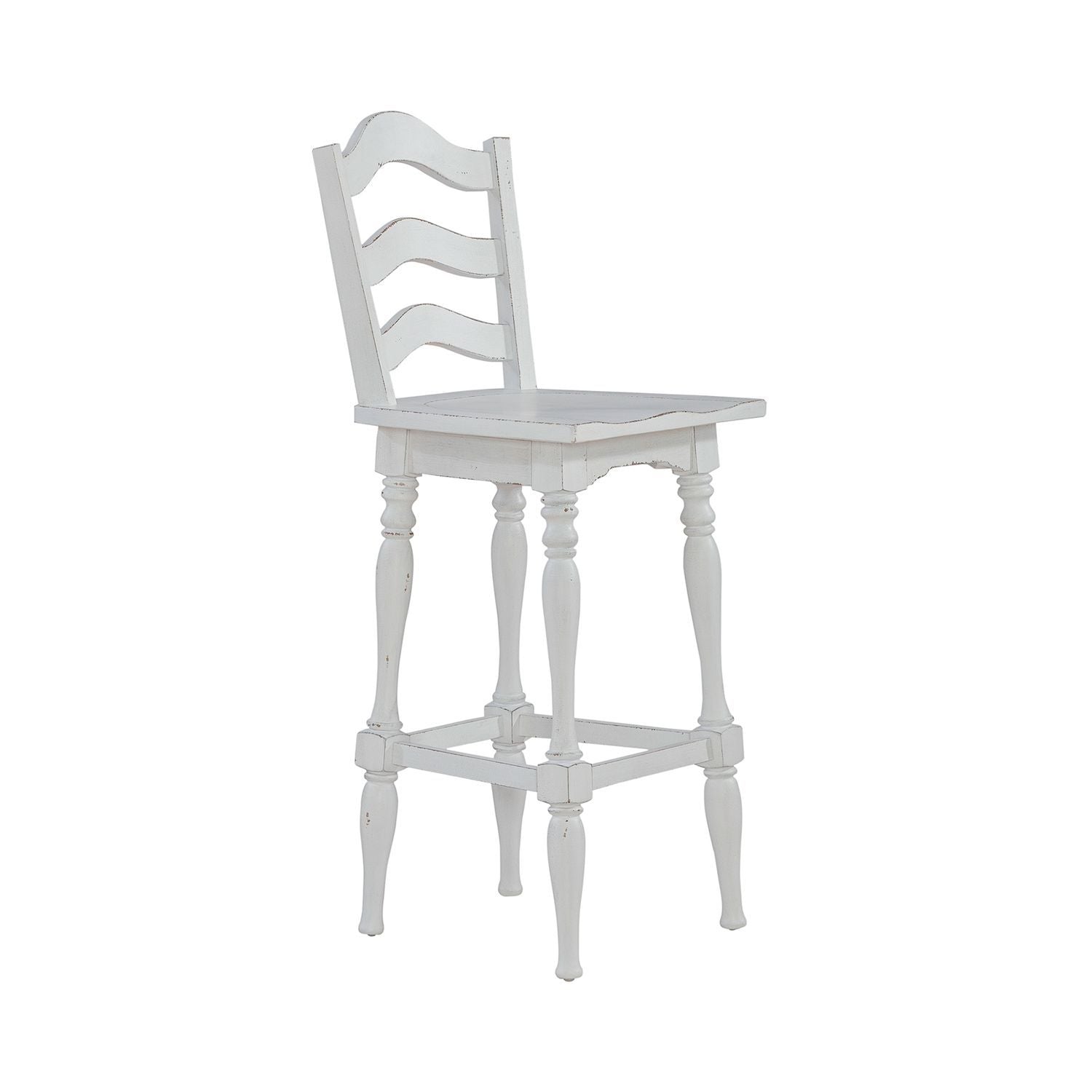 Magnolia Manor - Ladderback Swivel Bar Stool - Antique White