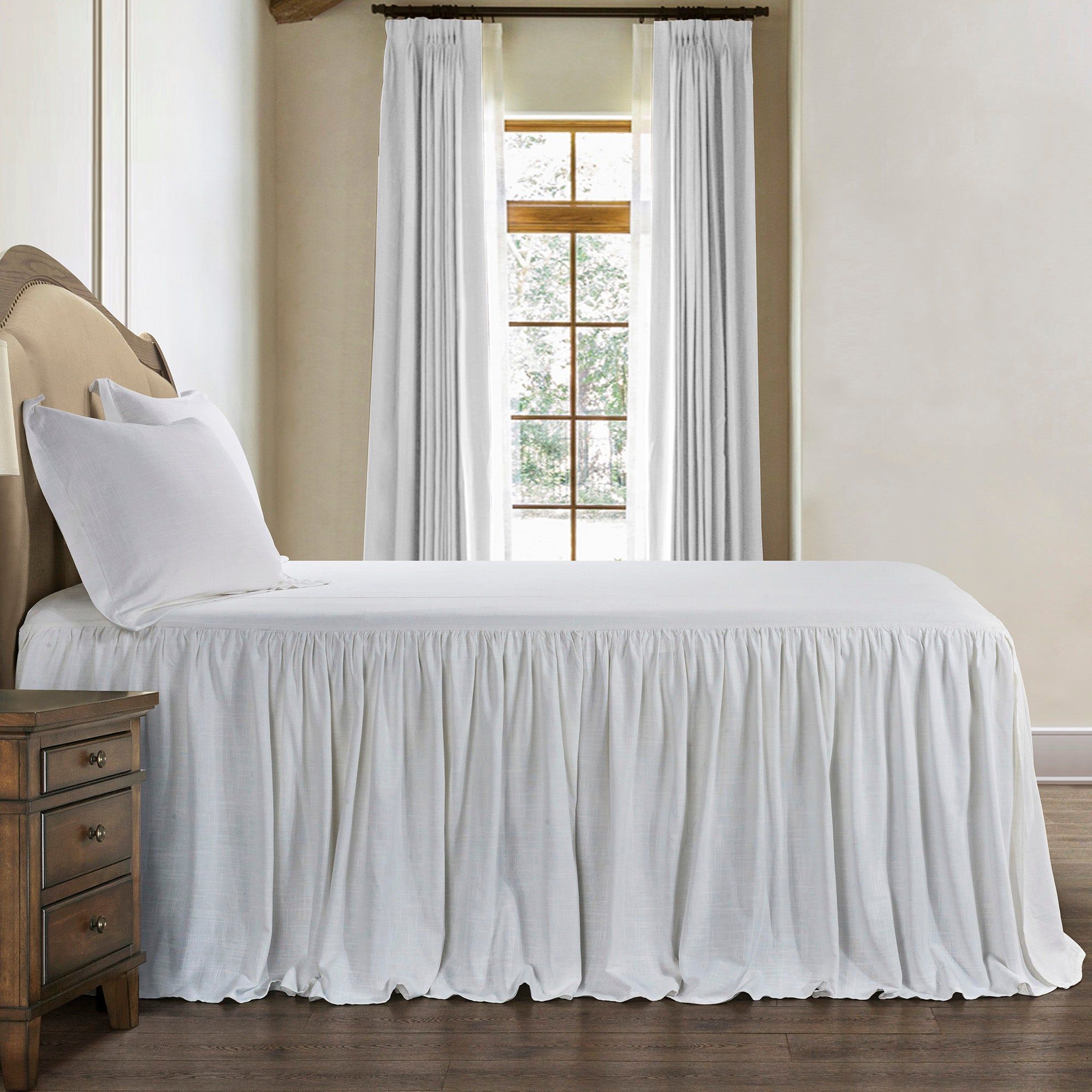 Luna - King Washed Linen Bedspread Set (Set of 3) - White